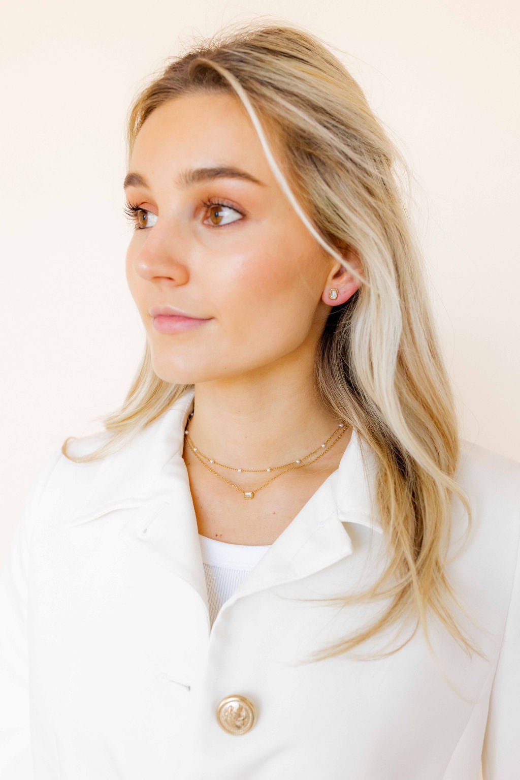 Screwback Stud Earrings - Madison Gold Clear - Shop LINNY CO