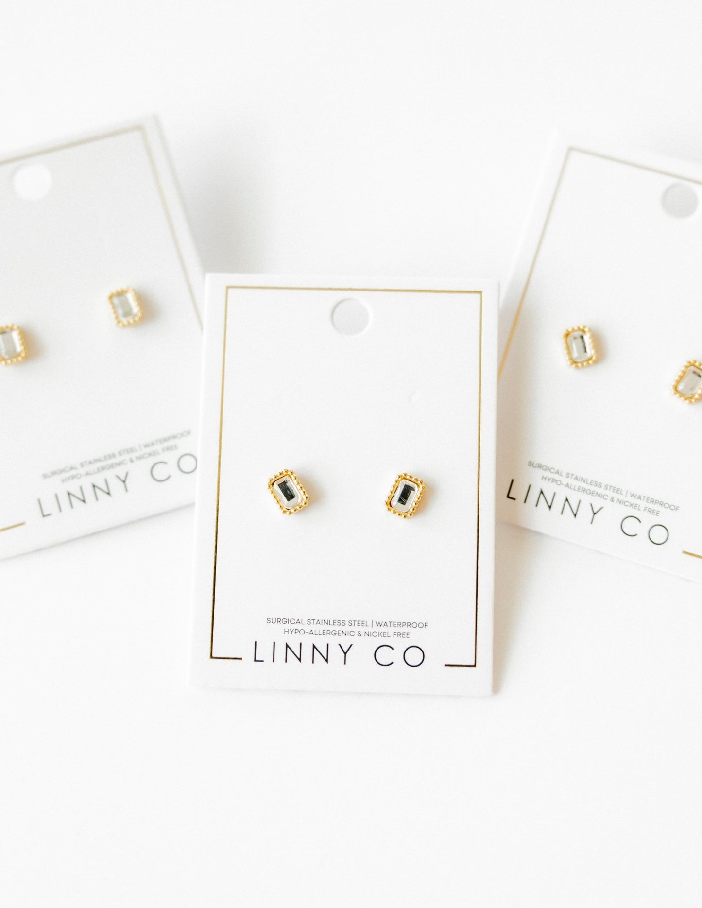 Screwback Stud Earrings - Madison Gold Clear - Shop LINNY CO