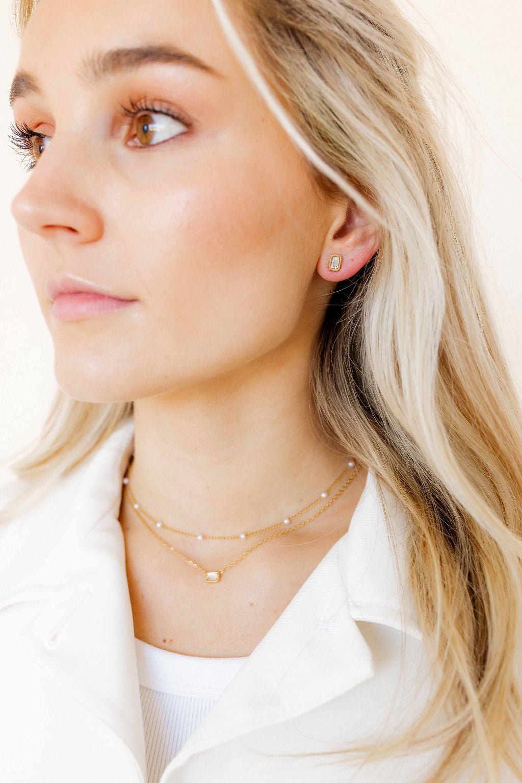 Screwback Stud Earrings - Madison Gold Clear - Shop LINNY CO