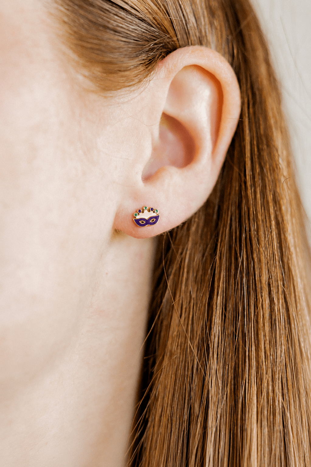 Screwback Stud Earrings - Mardi Gras Mask - Shop LINNY CO
