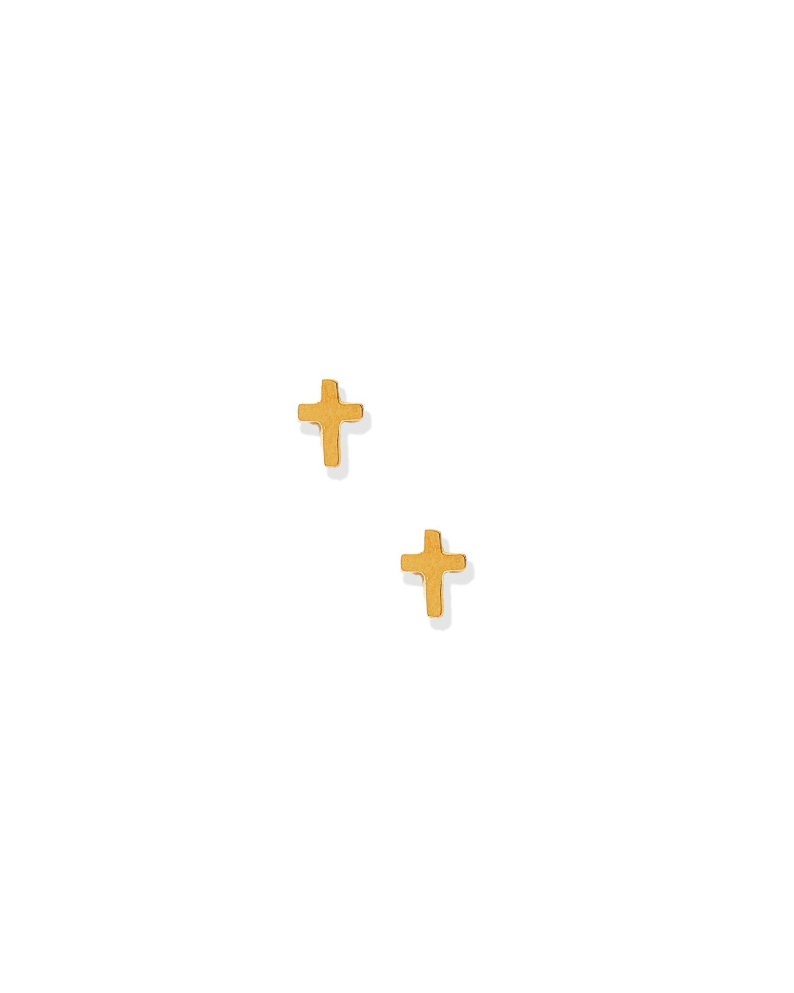 Screwback Stud Earrings - Micro Cross Gold - Shop LINNY CO