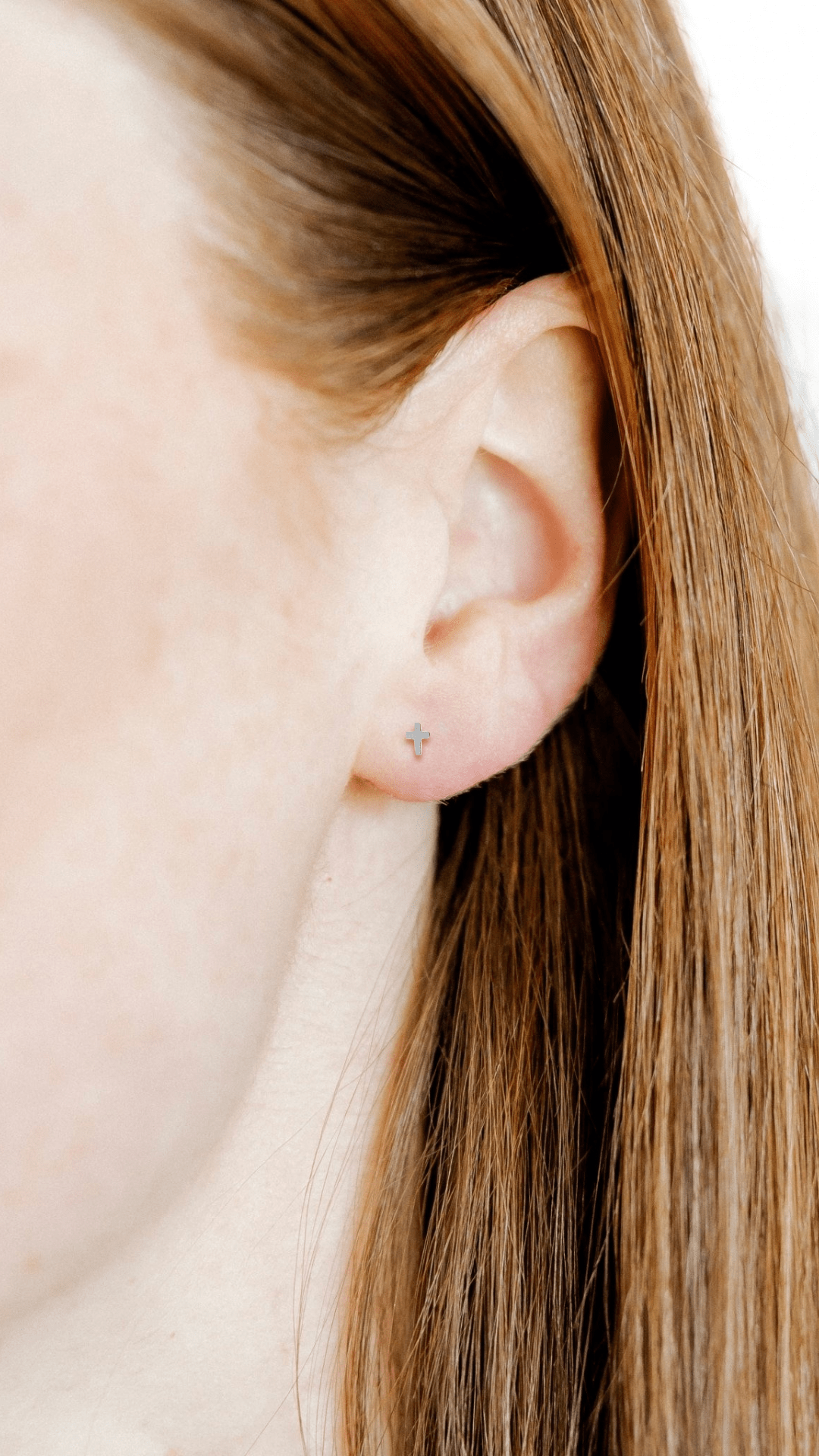 Screwback Stud Earrings - Micro Cross Silver - Shop LINNY CO
