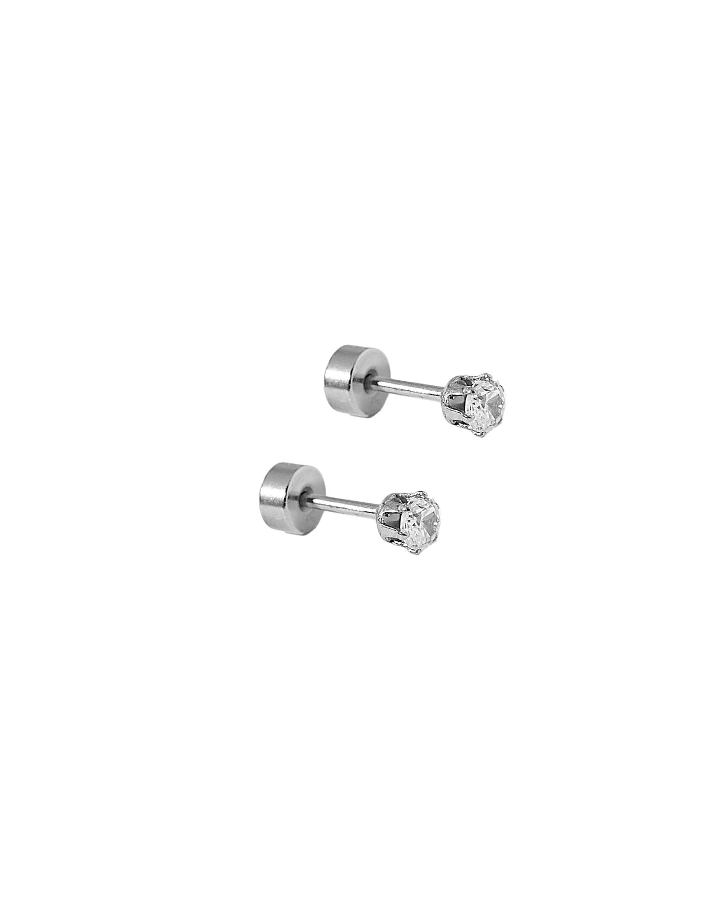 Screwback Stud Earrings - Micro Helen Silver - Shop LINNY CO