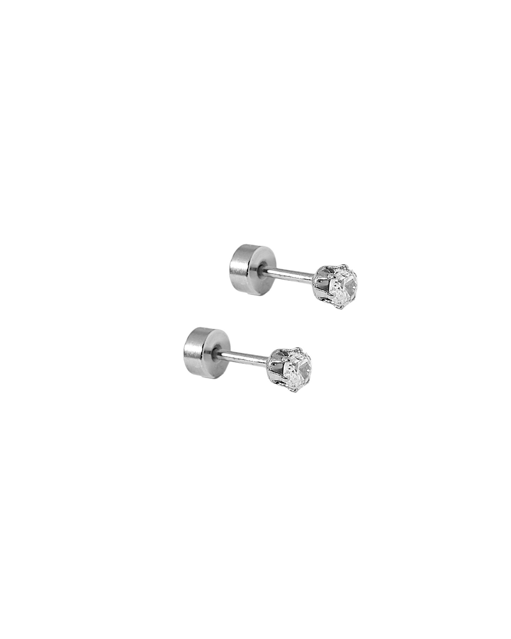 Screwback Stud Earrings - Micro Helen Silver - Shop LINNY CO