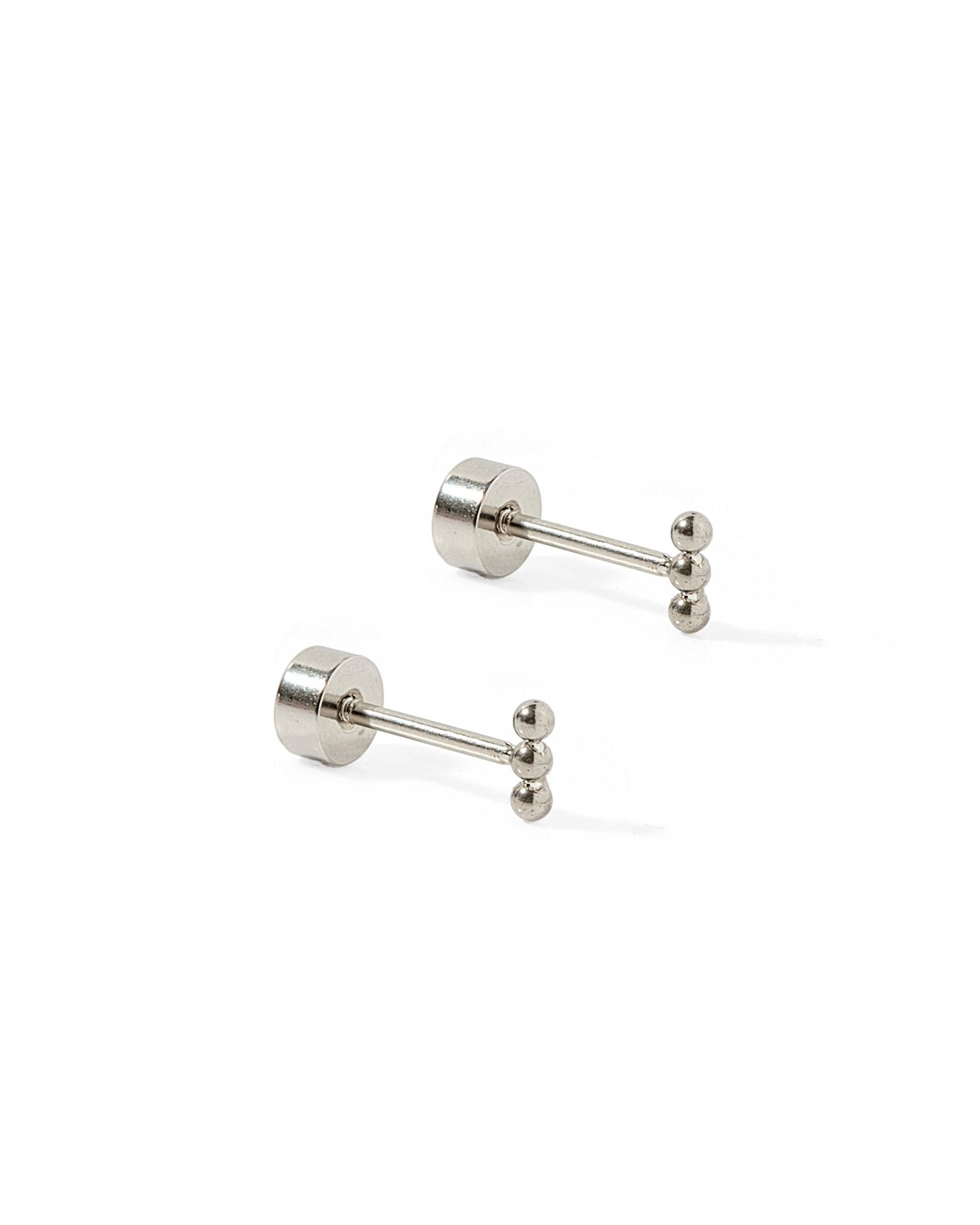 Screwback Stud Earrings - Micro Tally Silver - Shop LINNY CO
