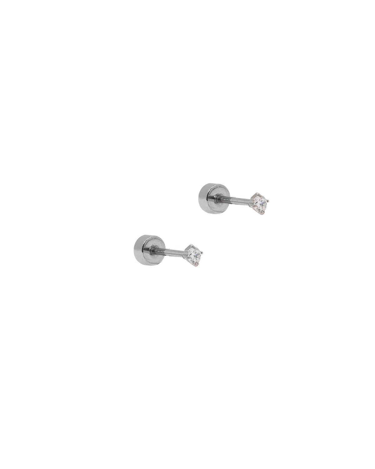 Screwback Stud Earrings - Micro Teagan CZ Silver - Shop LINNY CO
