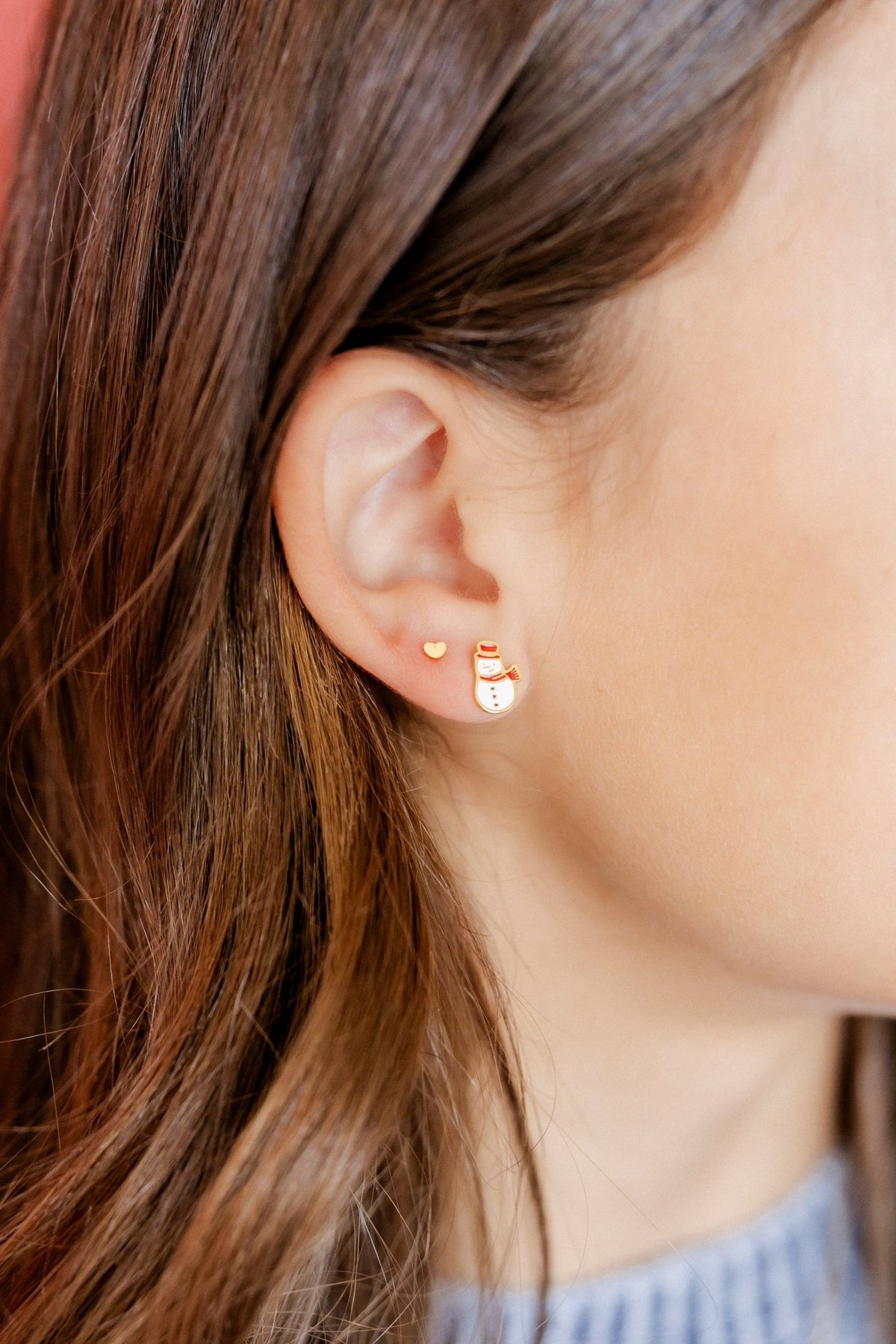 Screwback Stud Earrings - Micro Tessa Heart Gold - Shop LINNY CO