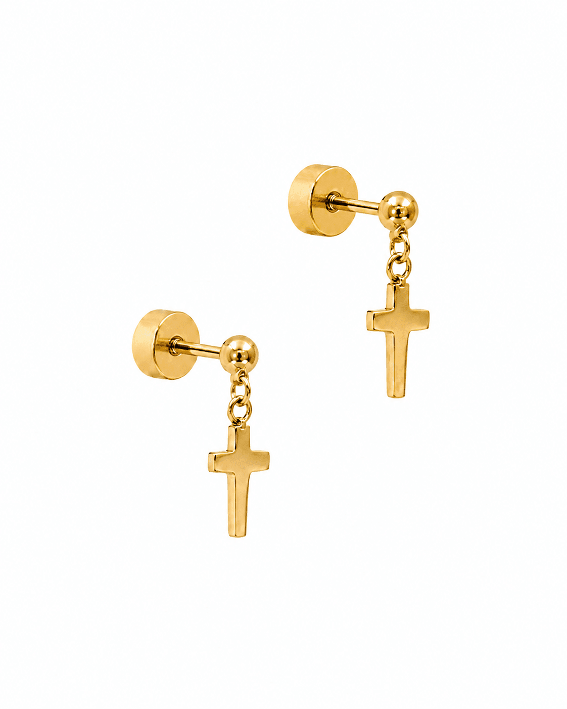 Screwback Stud Earrings - Millie Cross Gold - Shop LINNY CO