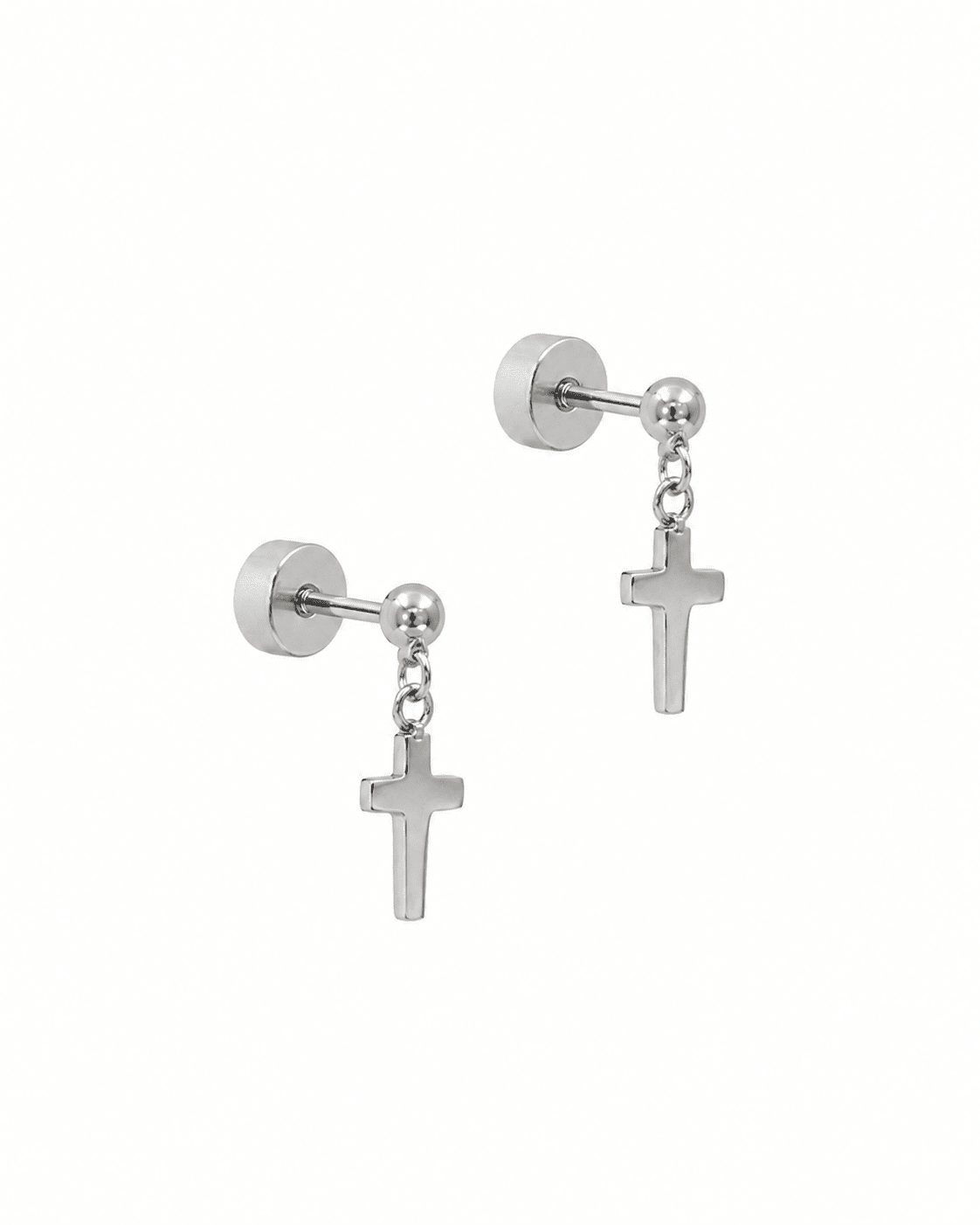 Screwback Stud Earrings - Millie Cross Silver - Shop LINNY CO