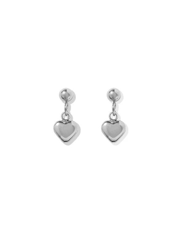Screwback Stud Earrings - Millie Heart Silver - Shop LINNY CO