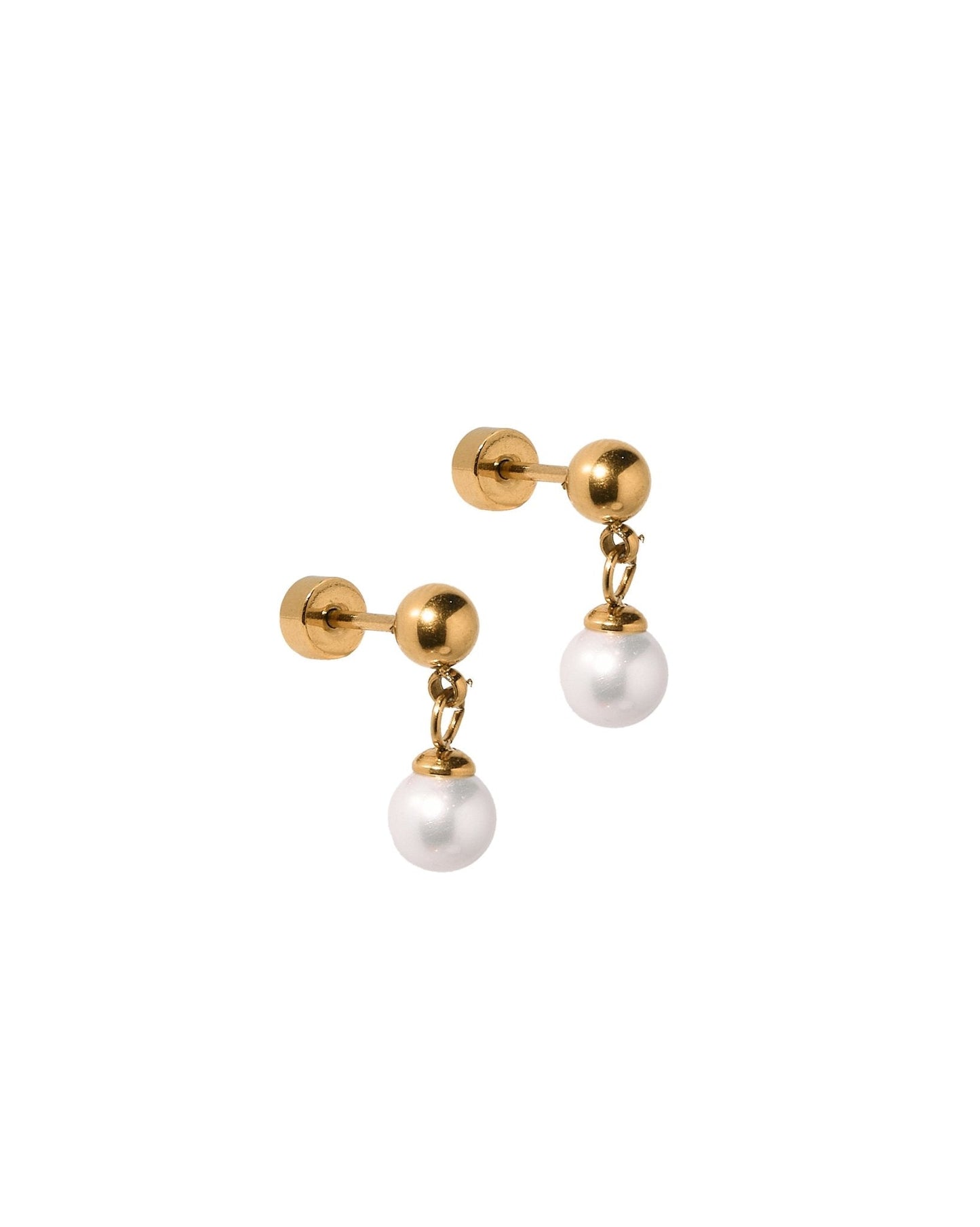 Screwback Stud Earrings - Millie Pearl Gold - LINNY CO WholesaleStuds