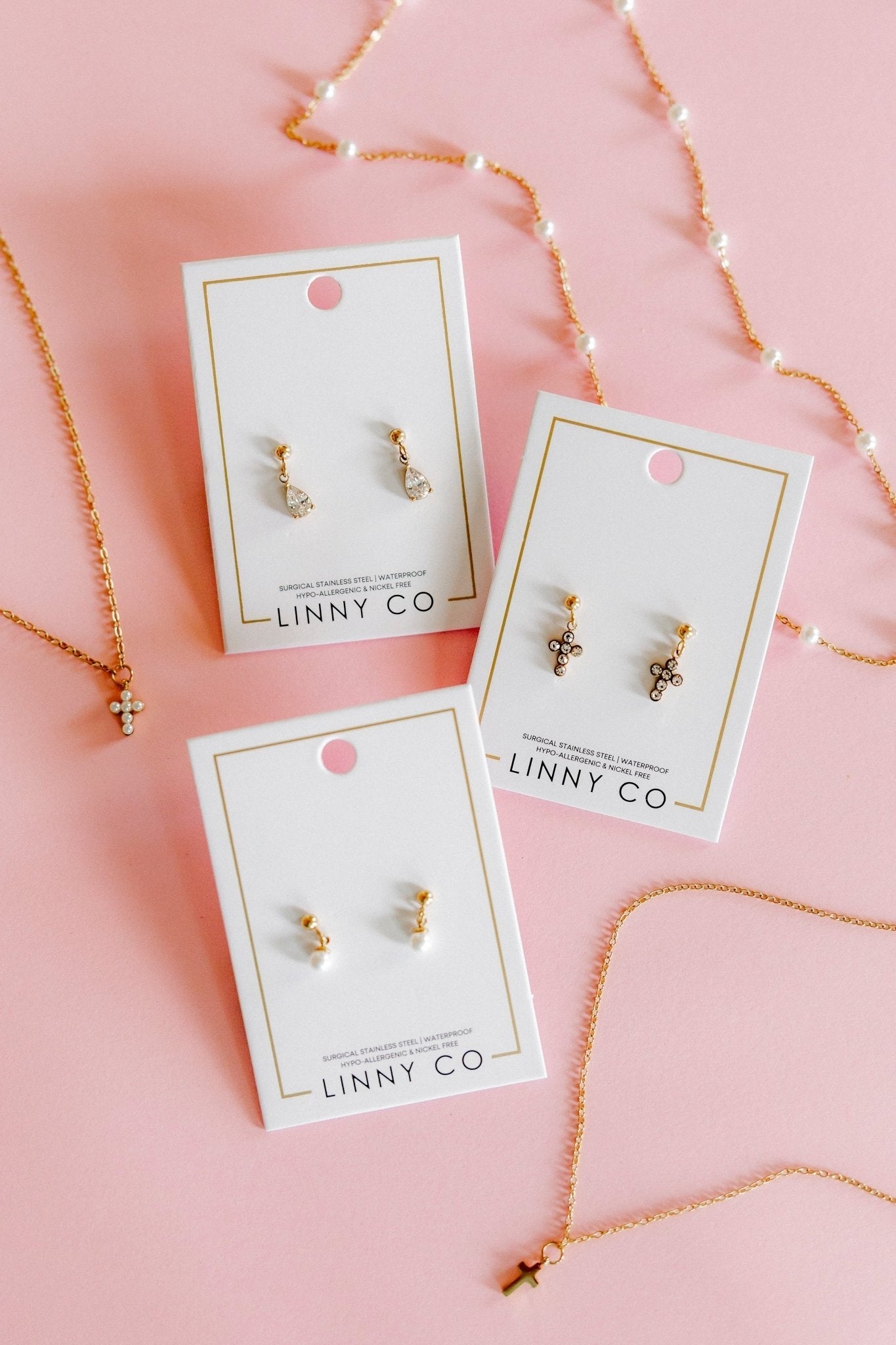 Screwback Stud Earrings - Millie Teardrop CZ Gold - Shop LINNY CO