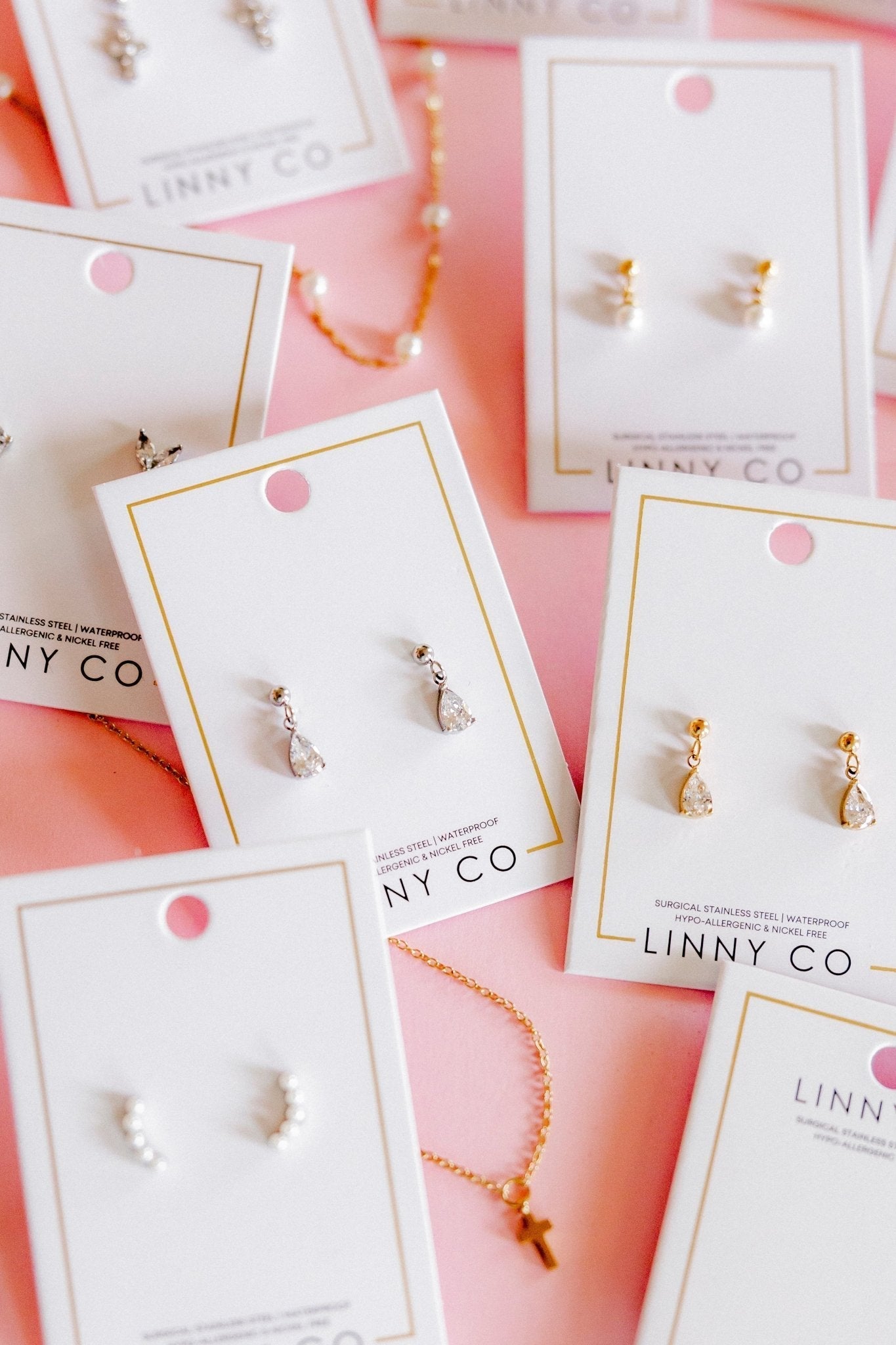 Screwback Stud Earrings - Millie Teardrop CZ Gold - Shop LINNY CO