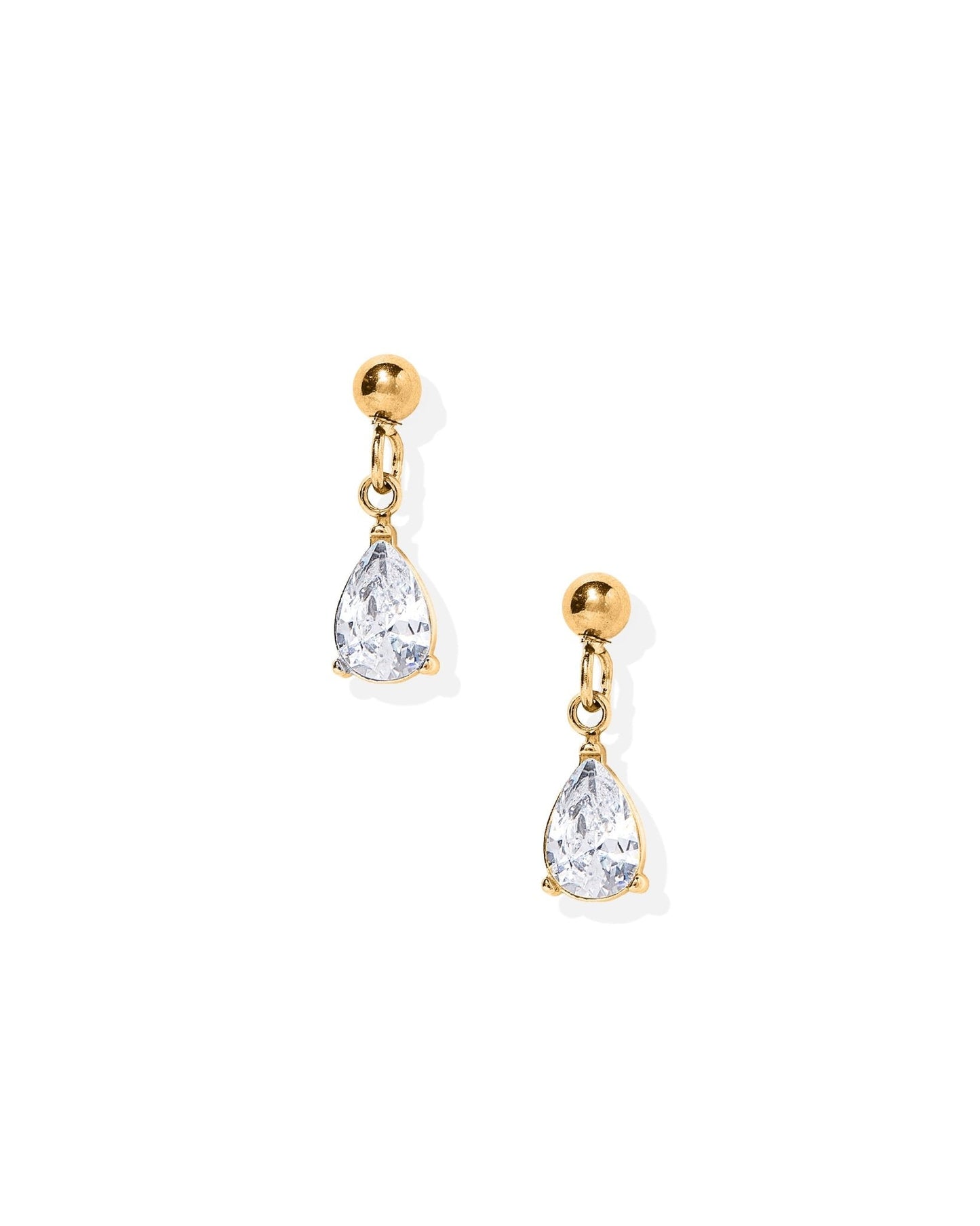 Screwback Stud Earrings - Millie Teardrop CZ Gold - Shop LINNY CO