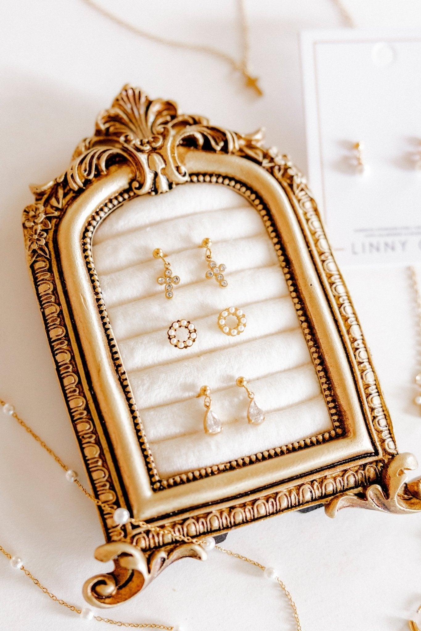 Screwback Stud Earrings - Millie Teardrop CZ Gold - Shop LINNY CO