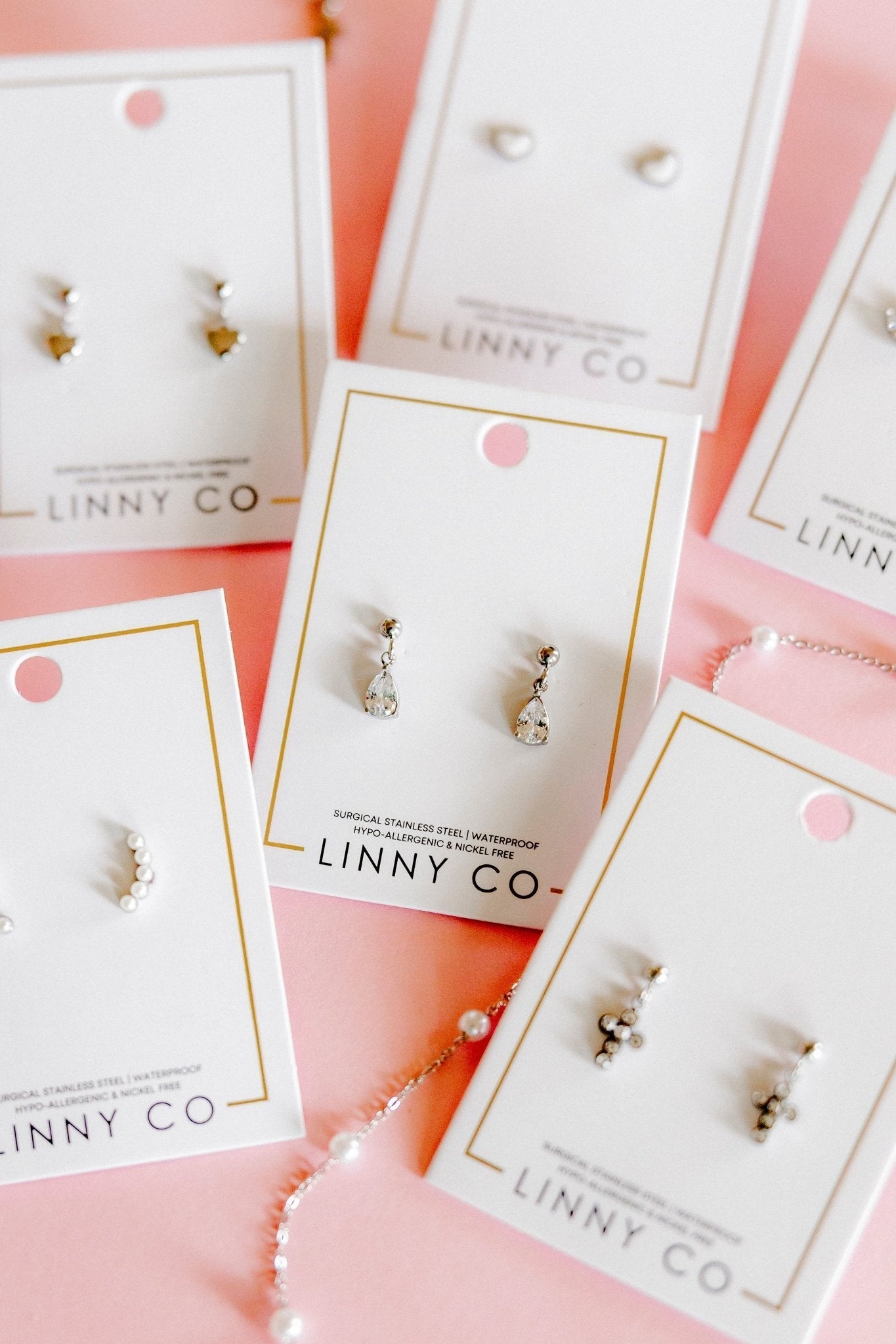 Screwback Stud Earrings - Millie Teardrop CZ Silver - Shop LINNY CO
