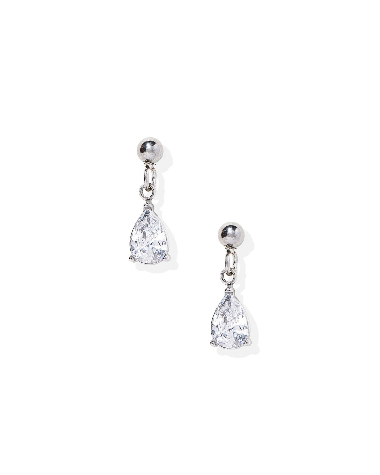 Screwback Stud Earrings - Millie Teardrop CZ Silver - Shop LINNY CO