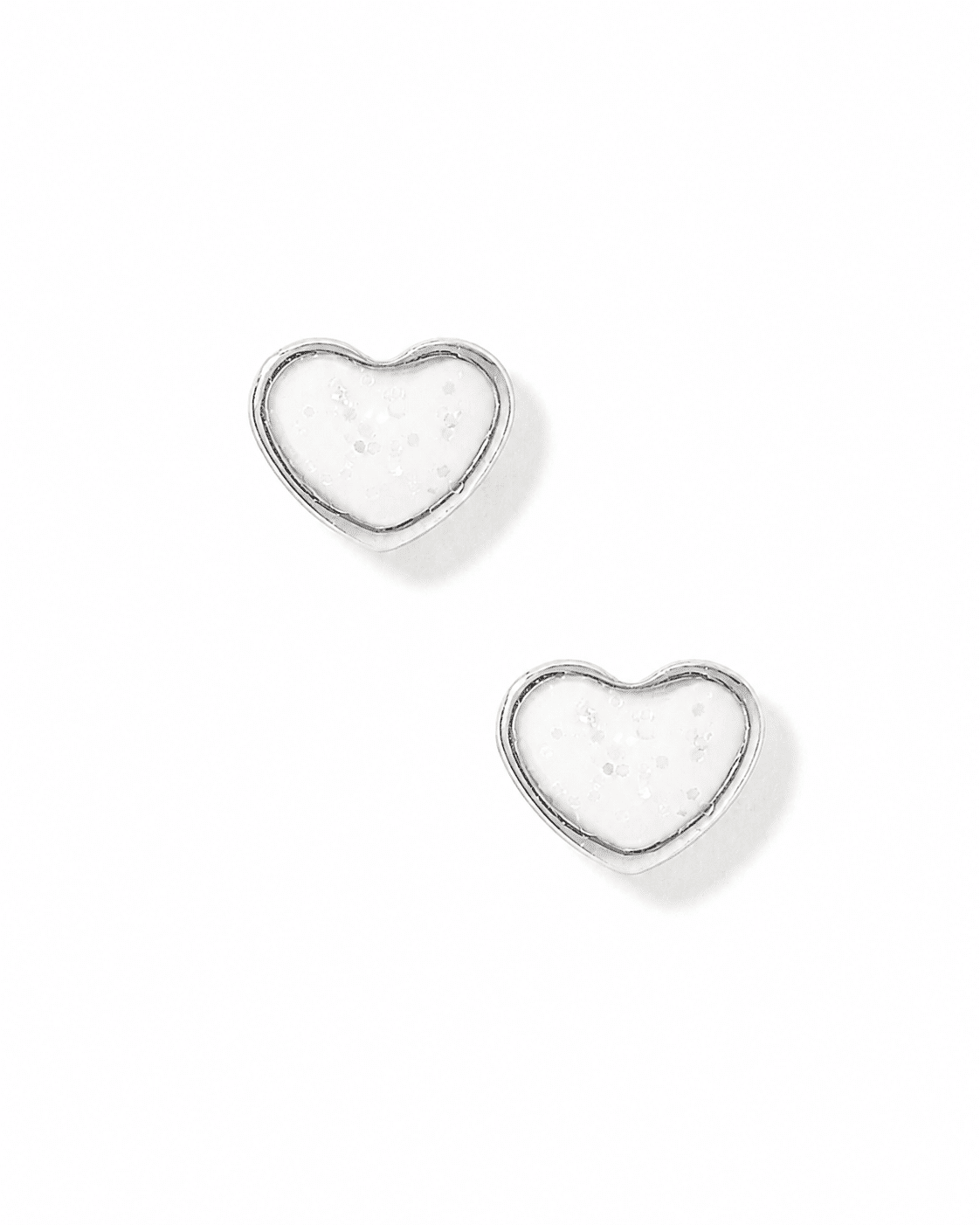 Screwback Stud Earrings - Nora Heart White Silver - Shop LINNY CO