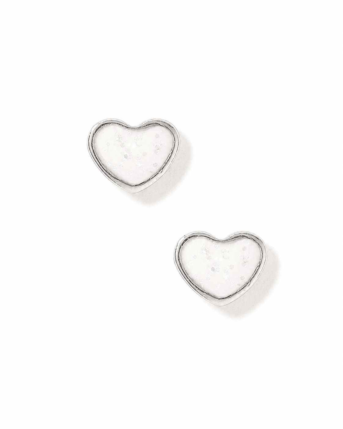 Screwback Stud Earrings - Nora Heart White Silver - LINNY CO WholesaleStuds