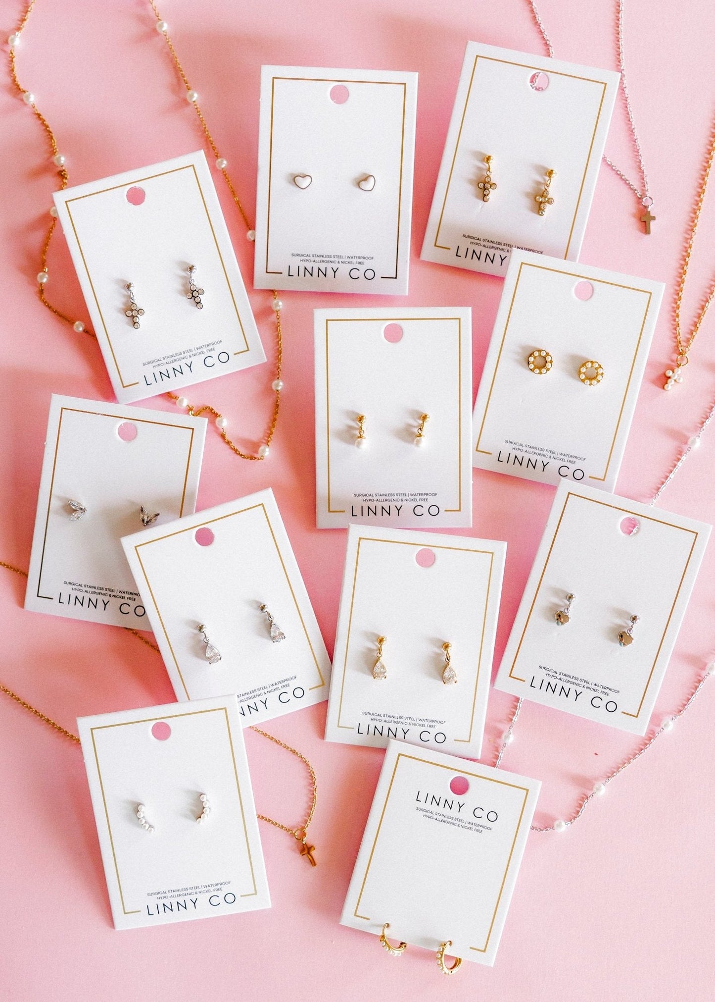 Screwback Stud Earrings - Nora Heart White Silver - LINNY CO WholesaleStuds