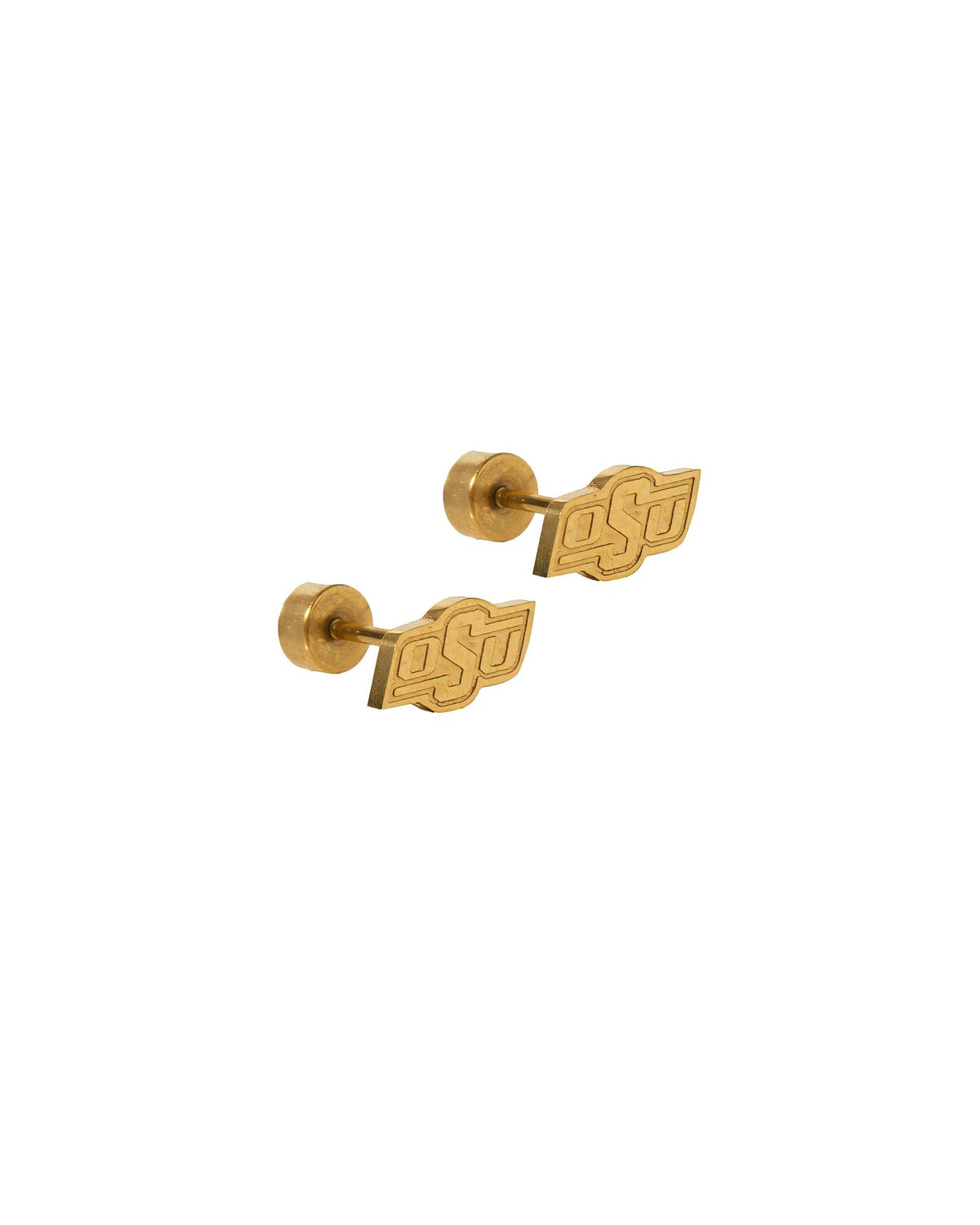 Screwback Stud Earrings - Oklahoma State Logo Gold - Shop LINNY CO