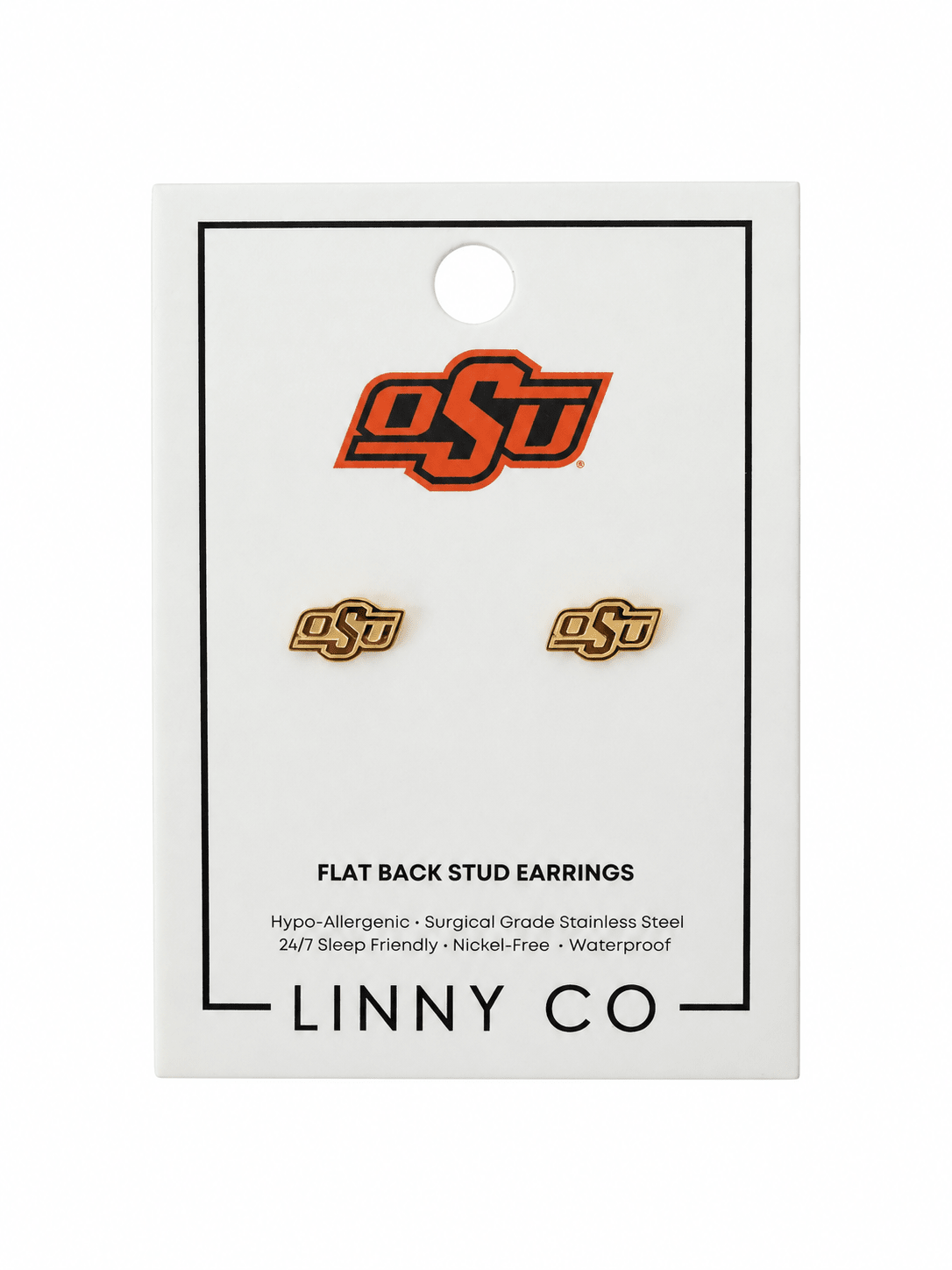 Screwback Stud Earrings - Oklahoma State Logo Gold - Shop LINNY CO