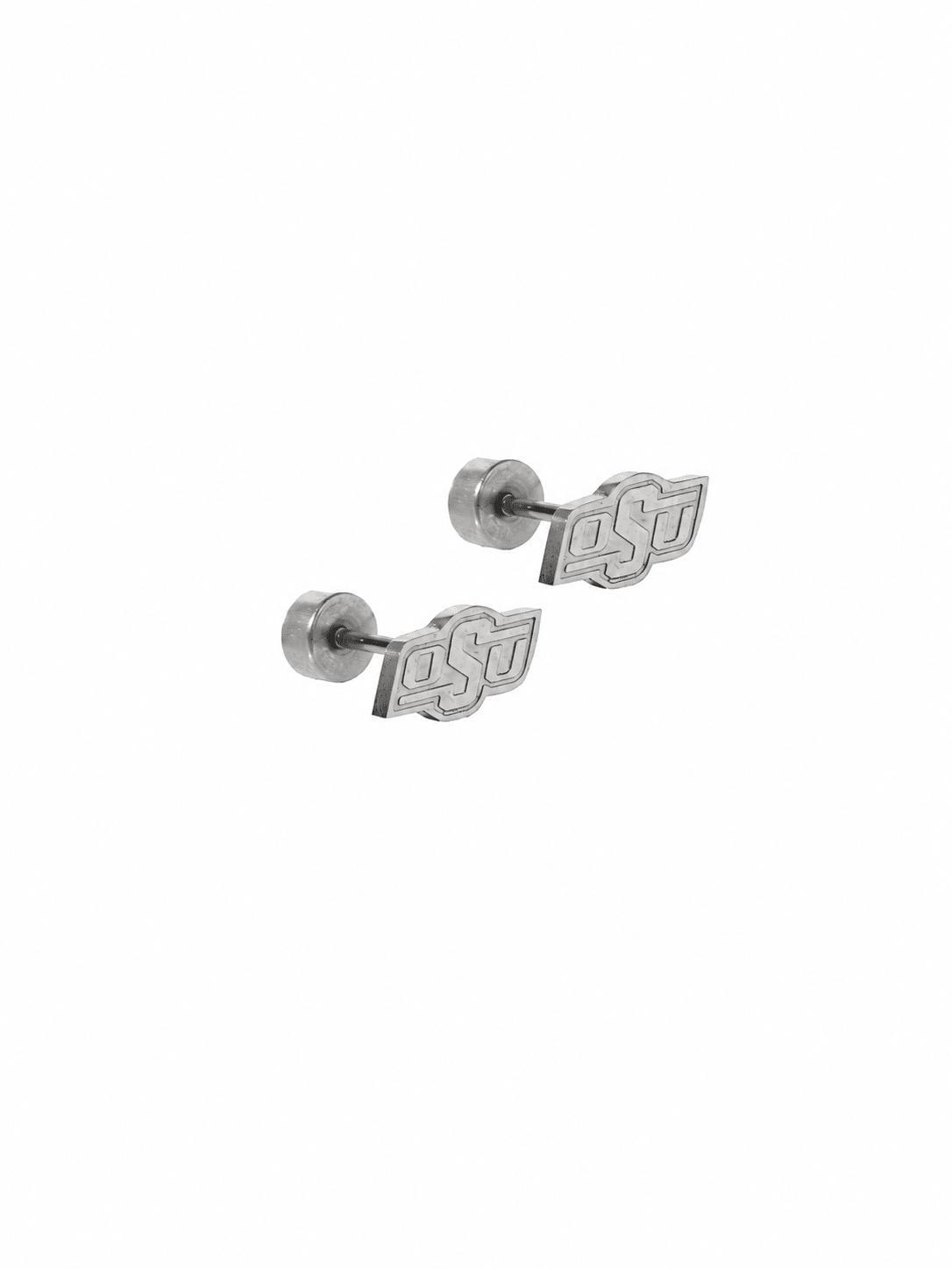 Screwback Stud Earrings - Oklahoma State Logo Silver - Shop LINNY CO