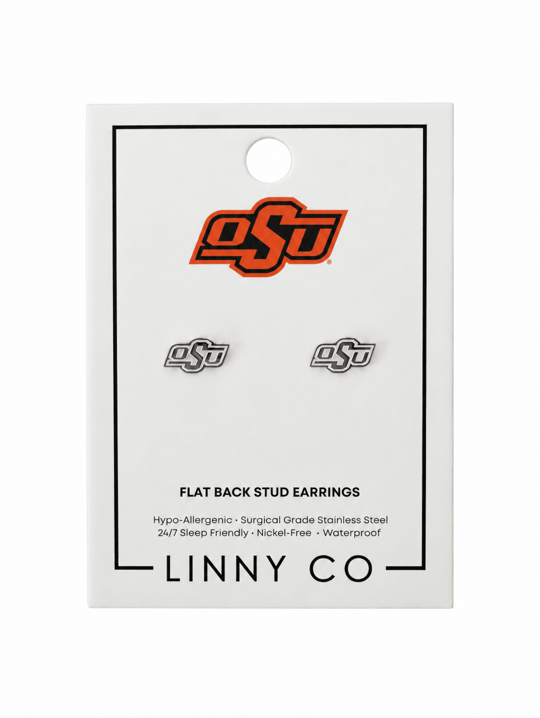 Screwback Stud Earrings - Oklahoma State Logo Silver - Shop LINNY CO