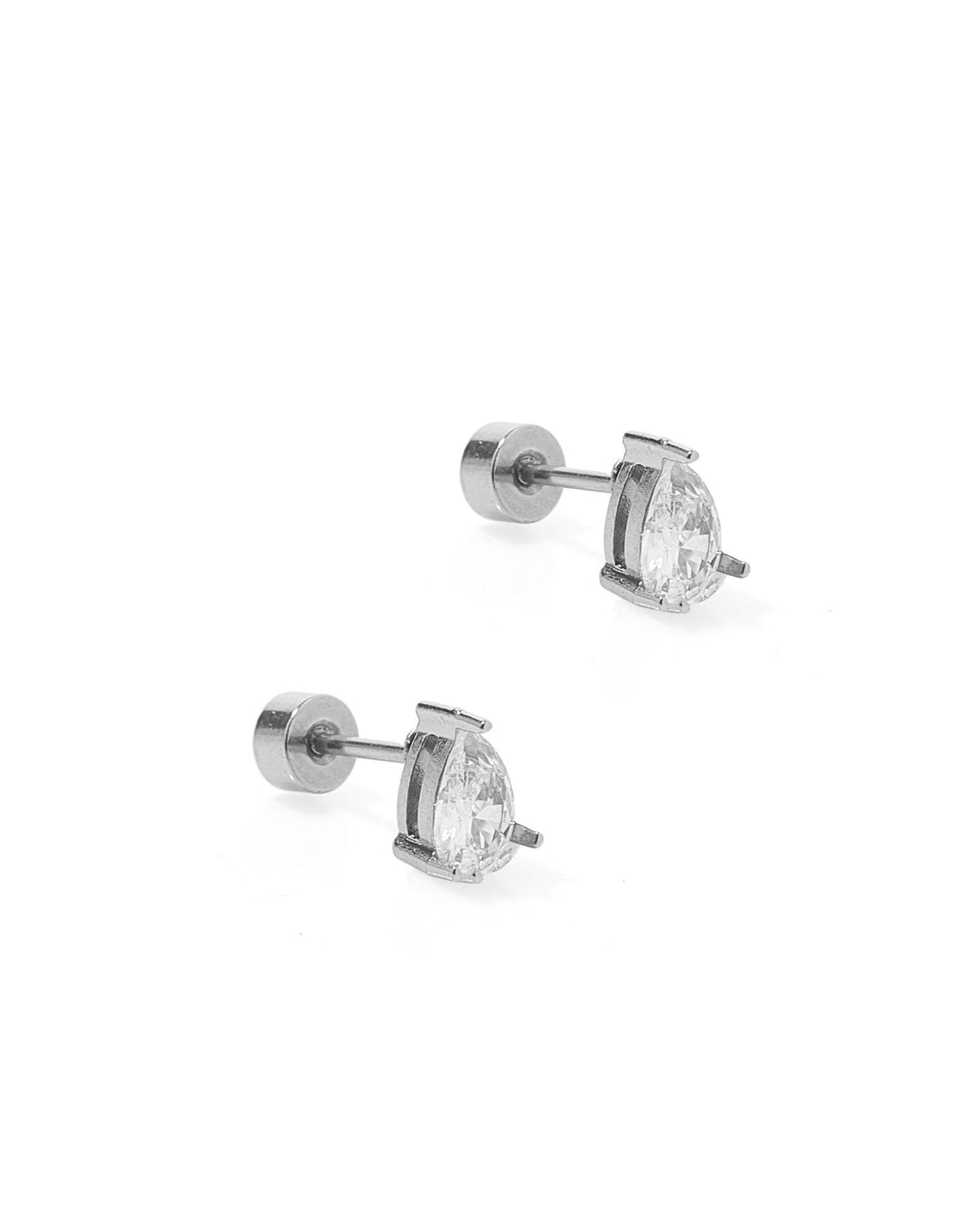 Screwback Stud Earrings - Paige Pear Silver - Shop LINNY CO