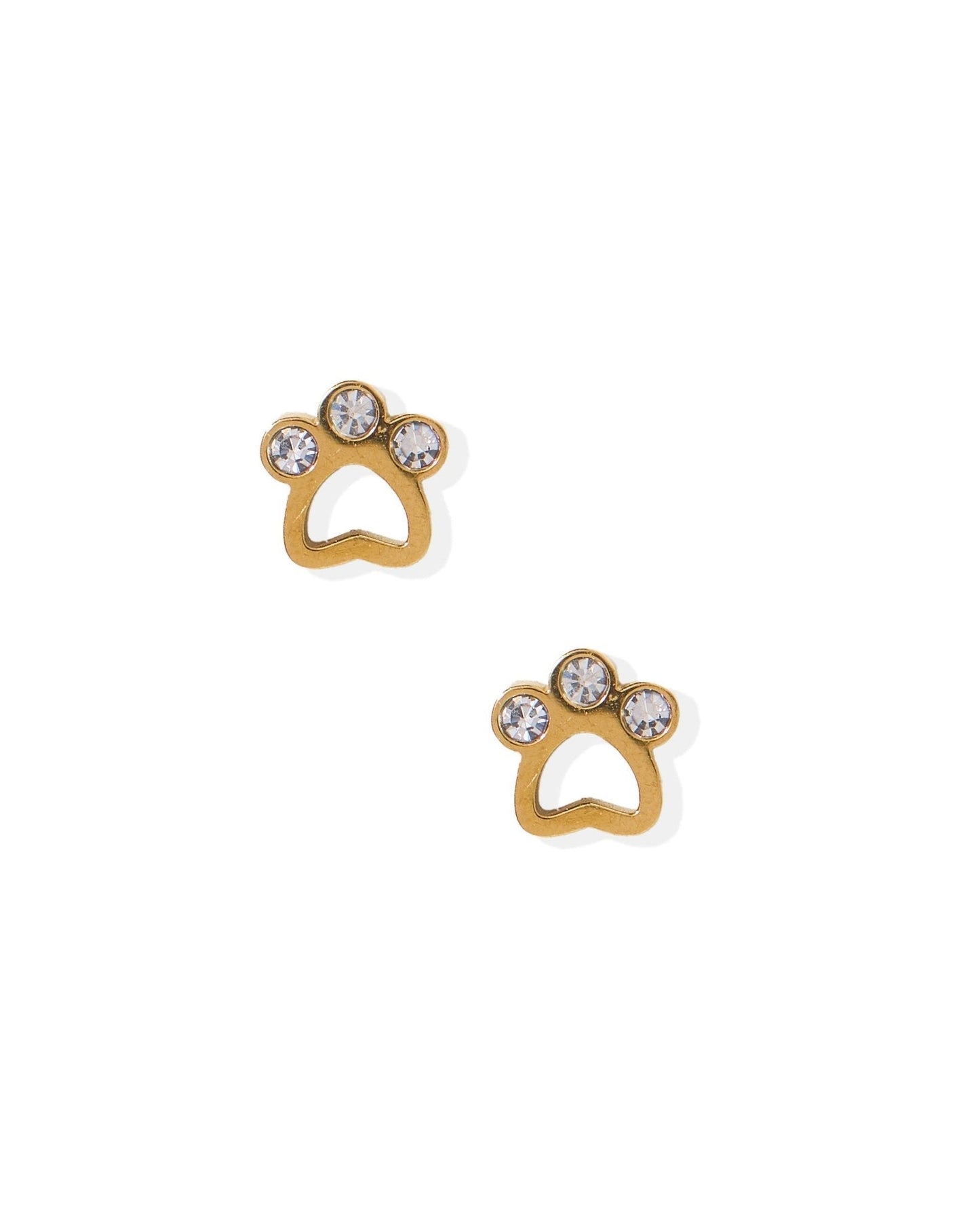 Screwback Stud Earrings - Paw Print CZ Gold - Shop LINNY CO
