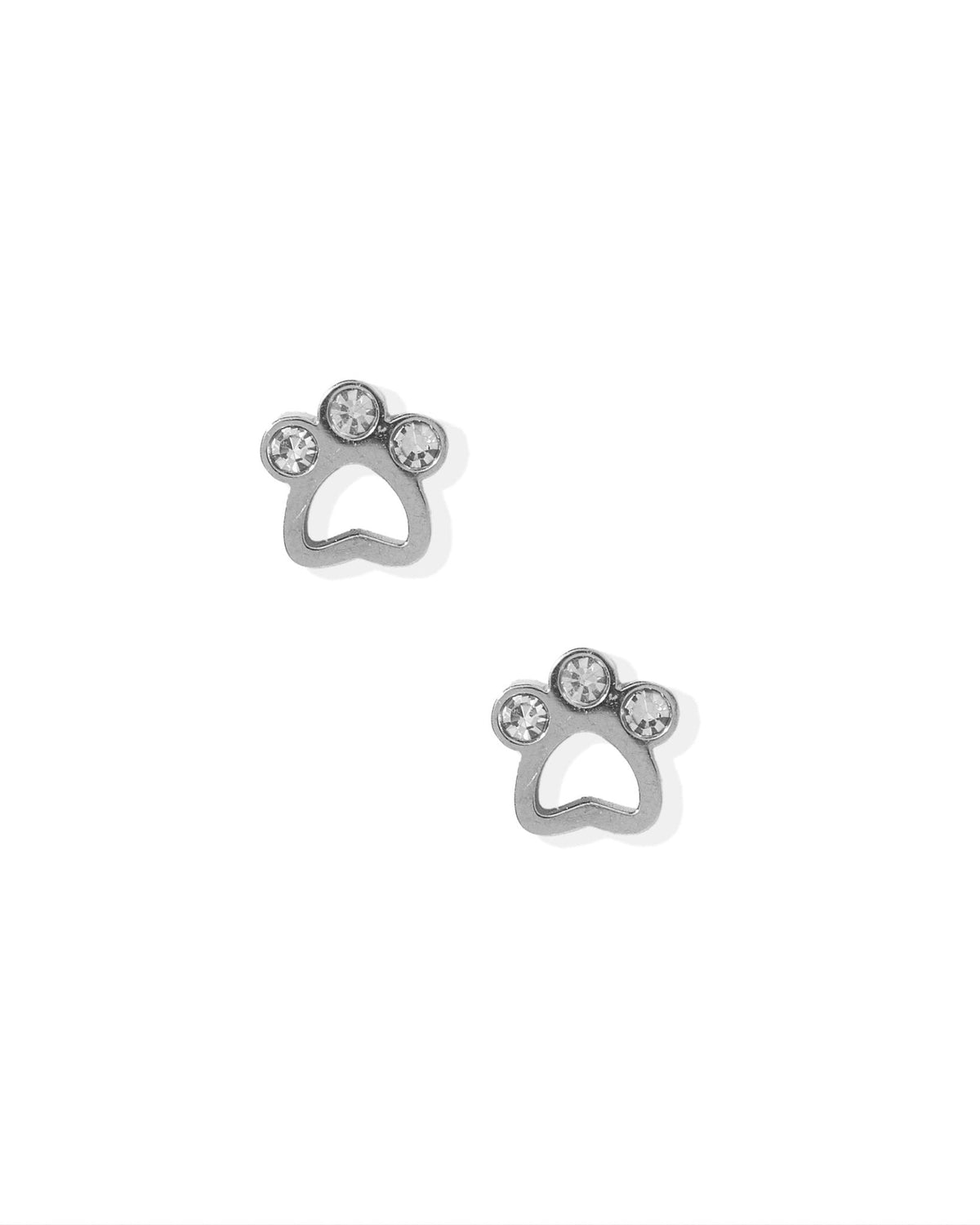 Screwback Stud Earrings - Paw Print CZ Silver - Shop LINNY CO