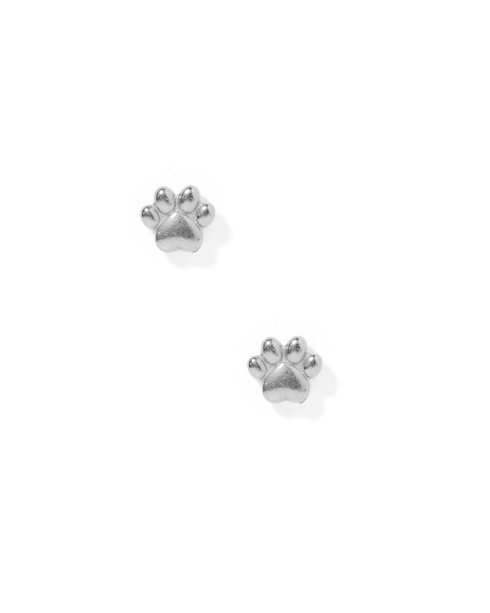 Screwback Stud Earrings - Paw Print Silver - Shop LINNY CO