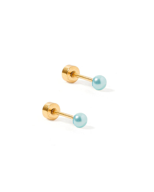 Screwback Stud Earrings - Payton Pearl Blue 3mm - Shop LINNY CO