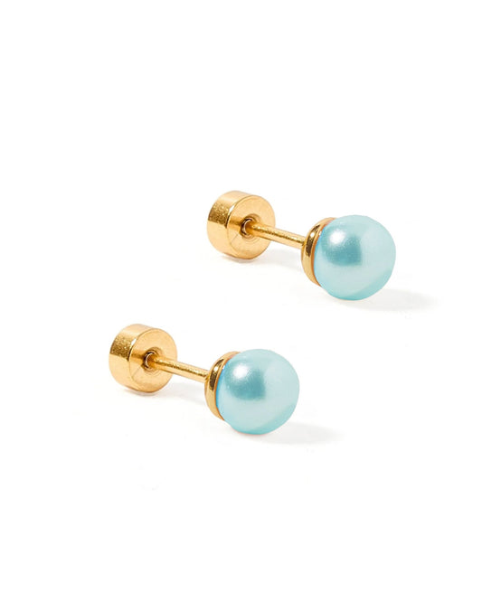 Screwback Stud Earrings - Payton Pearl Blue 5mm - Shop LINNY CO