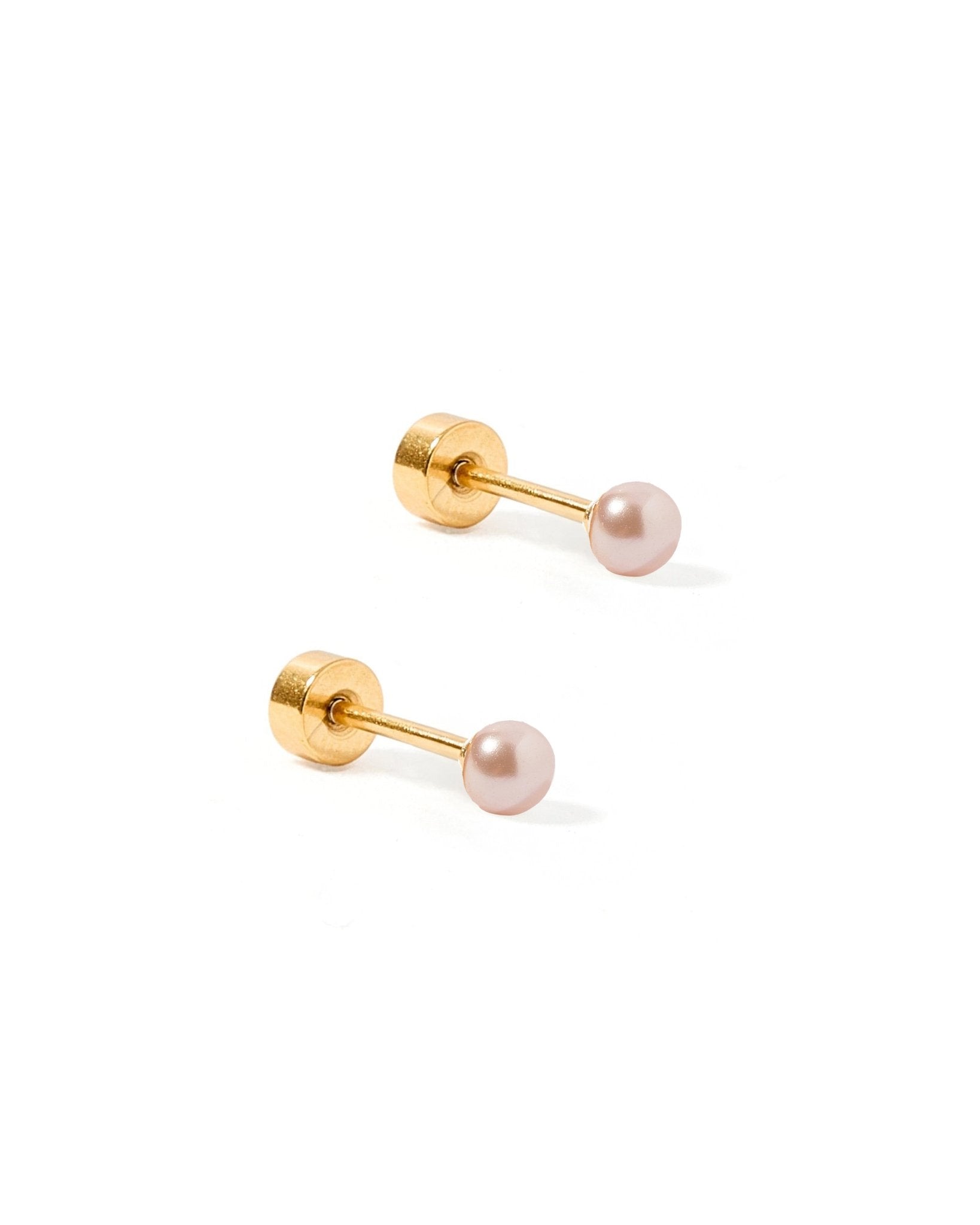 Screwback Stud Earrings - Payton Pearl Pink 3mm - Shop LINNY CO