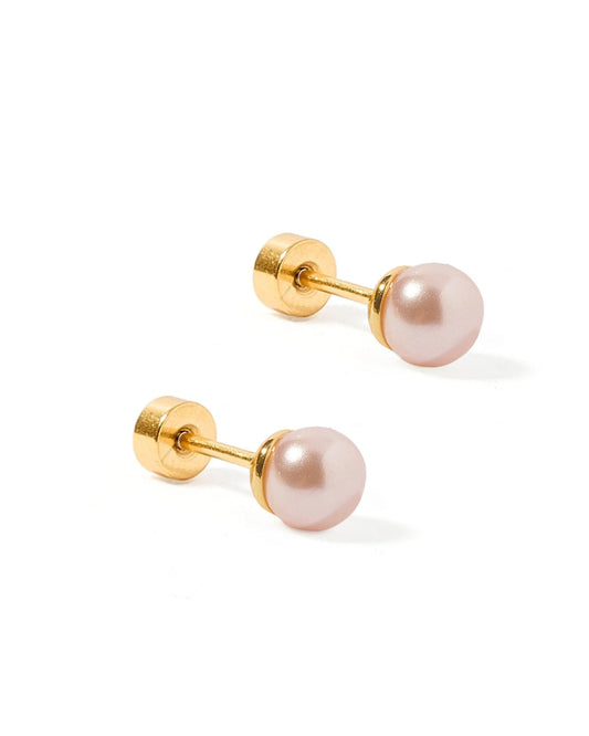 Screwback Stud Earrings - Payton Pearl Pink 5mm - Shop LINNY CO