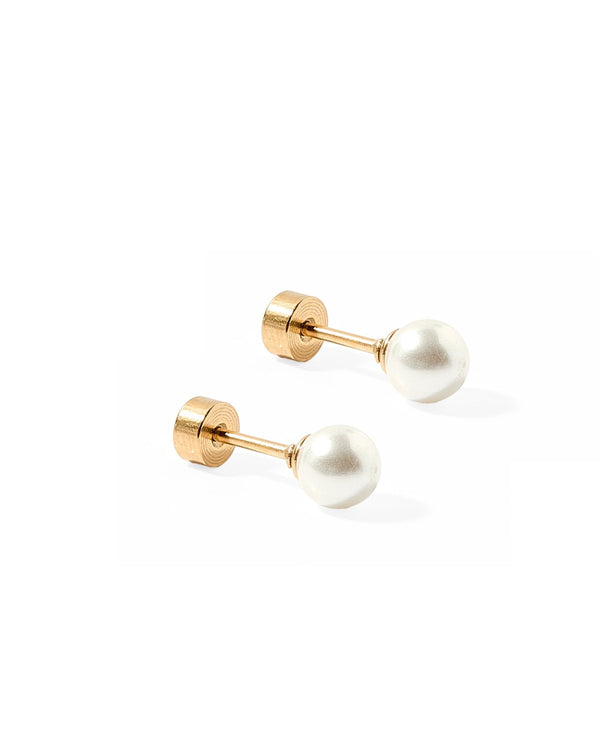 Screwback Stud Earrings - Payton Pearl White 5mm - Shop LINNY CO