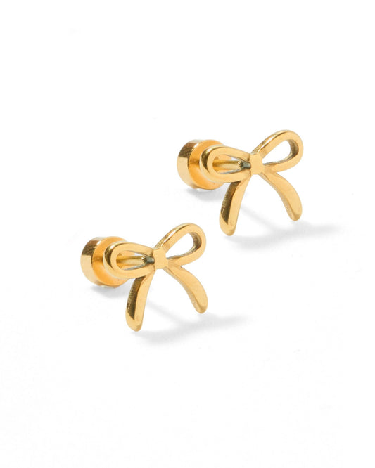 Screwback Stud Earrings - Sadie Bow Gold - Shop LINNY CO