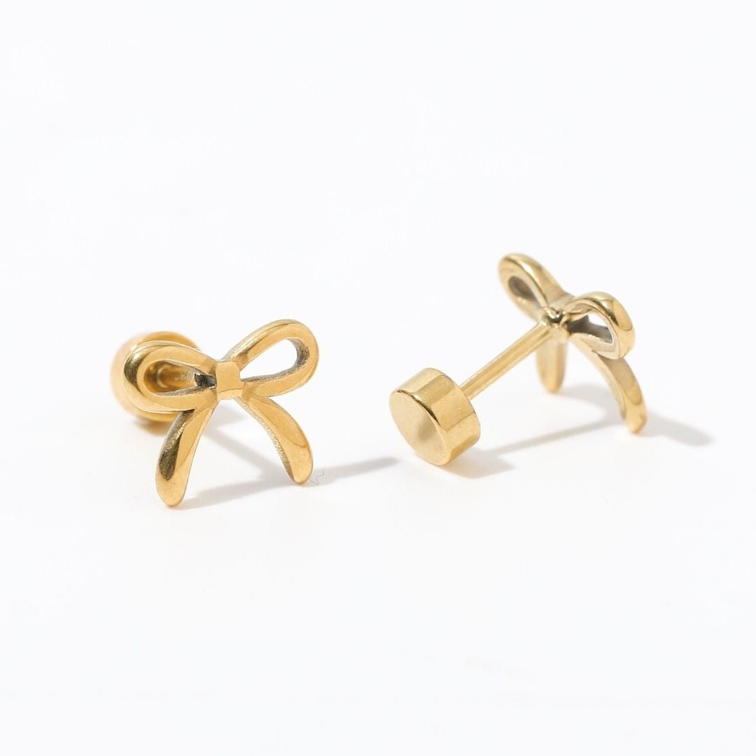 Screwback Stud Earrings - Sadie Bow Gold - Shop LINNY CO