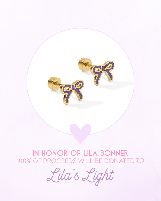 Screwback Stud Earrings - Sadie Bow Purple - Shop LINNY CO