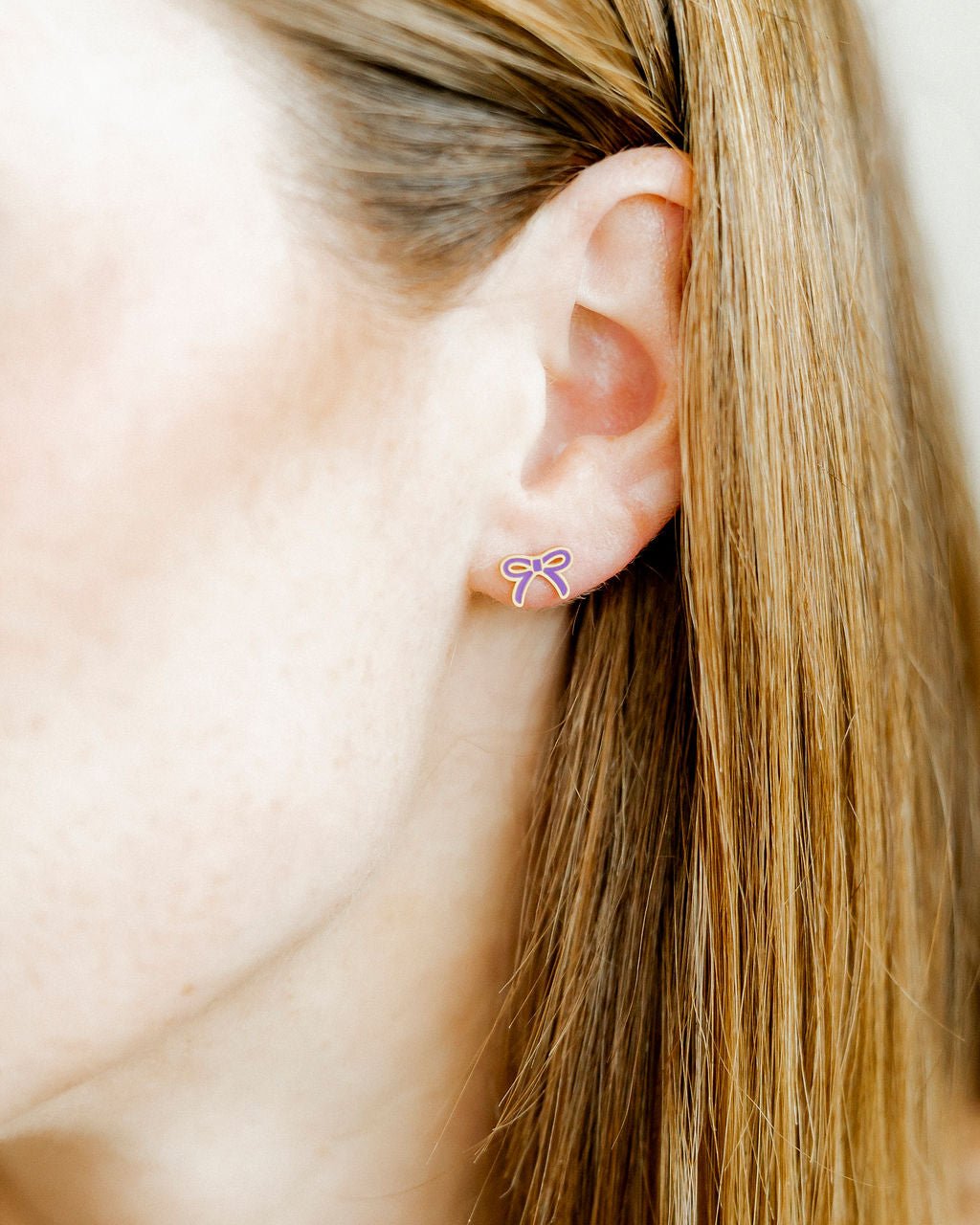 Screwback Stud Earrings - Sadie Bow Purple - Shop LINNY CO