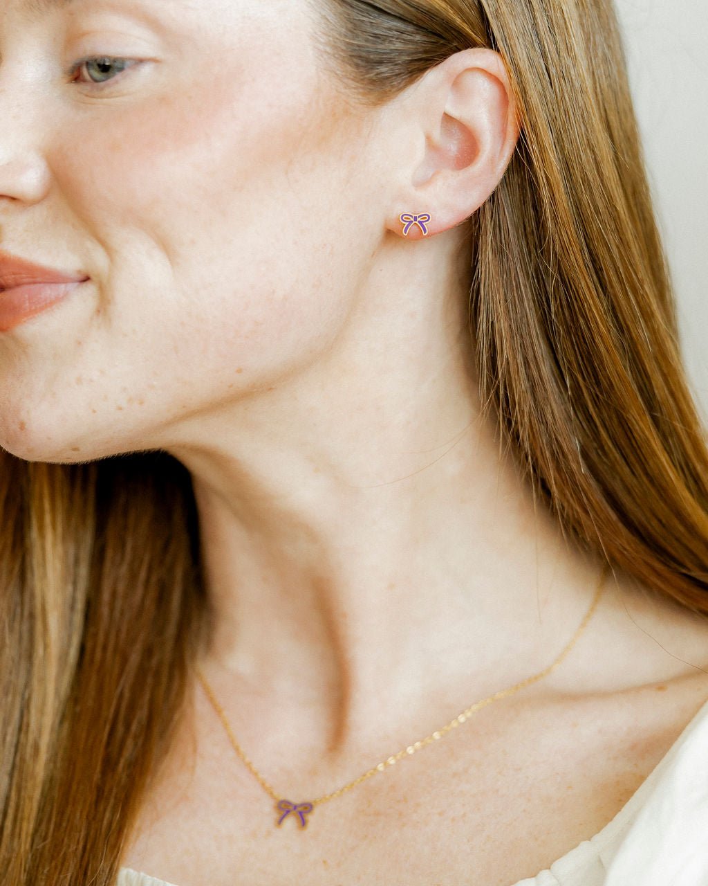 Screwback Stud Earrings - Sadie Bow Purple - Shop LINNY CO