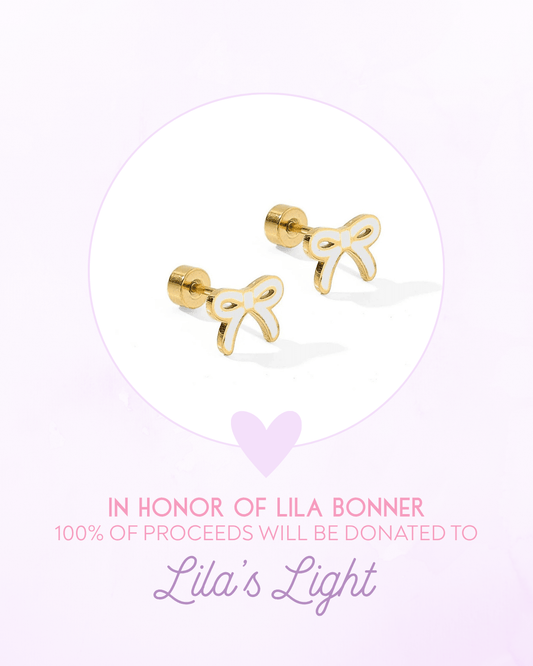 Screwback Stud Earrings - Sadie Bow White - Shop LINNY CO