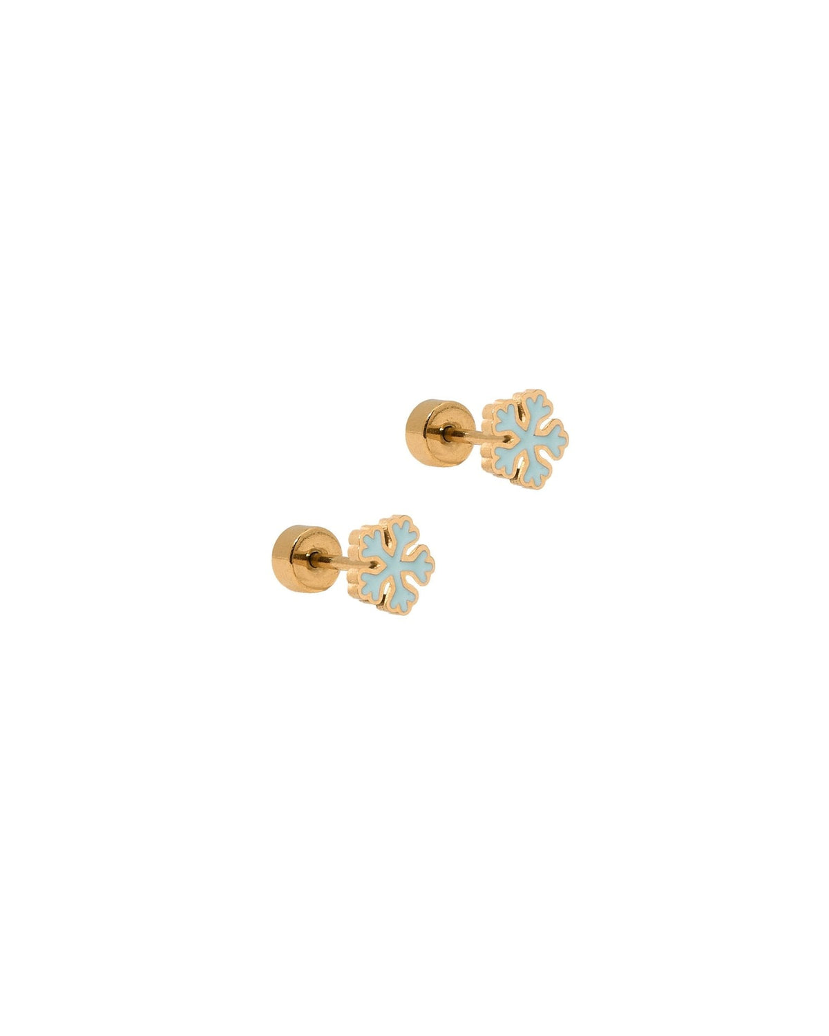 Screwback Stud Earrings - Snowflake Happy Blue - Shop LINNY CO