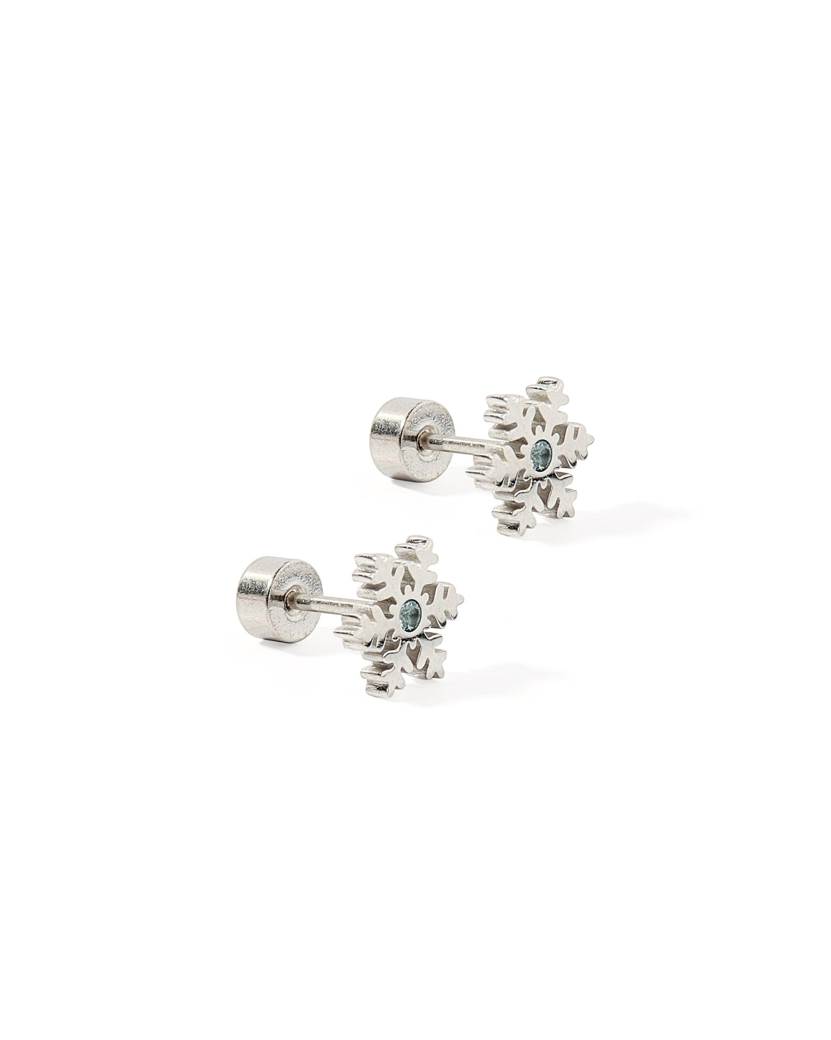 Screwback Stud Earrings - Snowflake - Silver - Shop LINNY CO