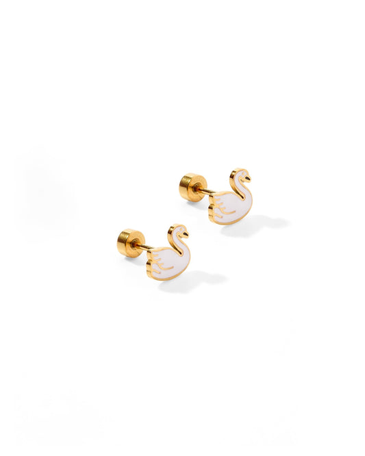 Screwback Stud Earrings - Swan - Shop LINNY CO