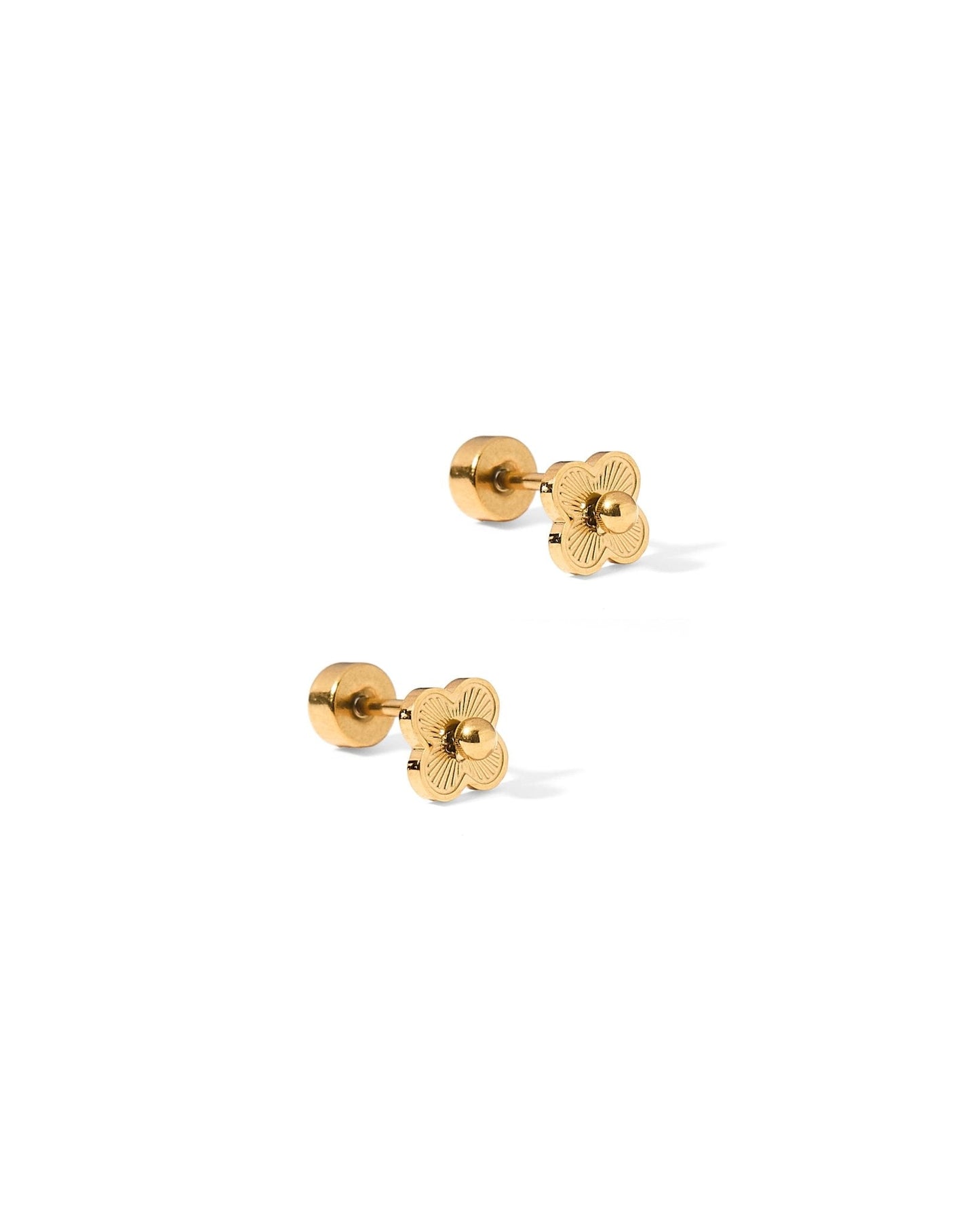 Screwback Stud Earrings - Sweet Clover Gold - Shop LINNY CO