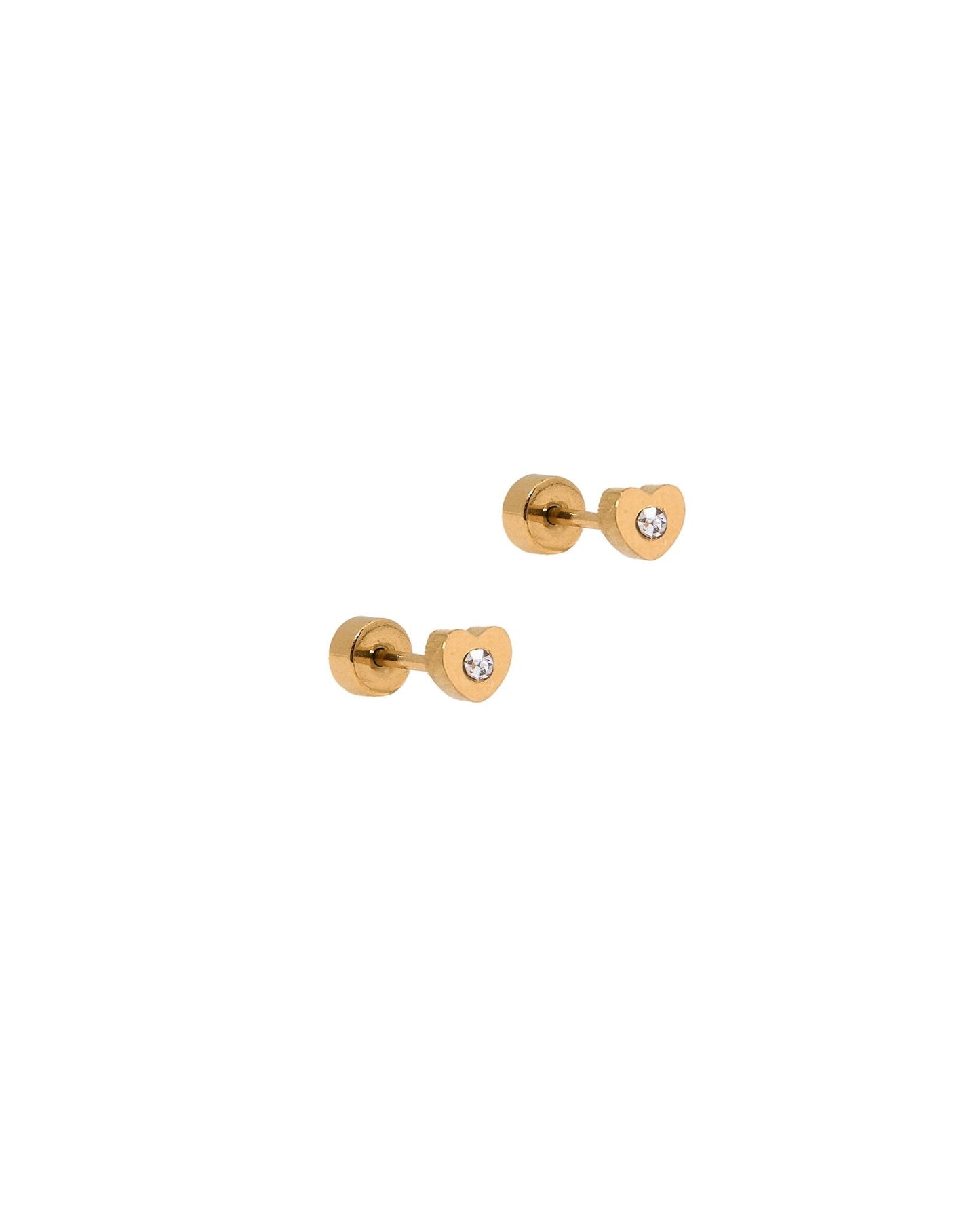 Screwback Stud Earrings - Tessa Heart CZ Gold - Shop LINNY CO