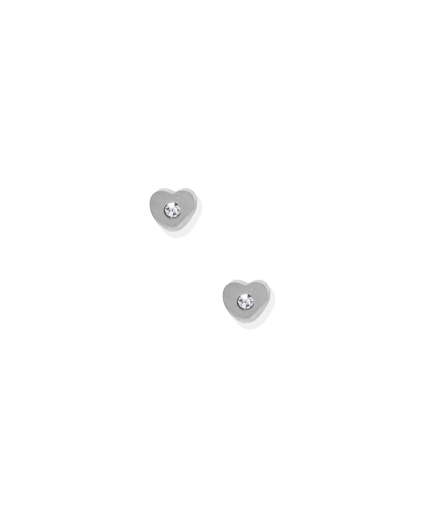 Screwback Stud Earrings - Tessa Heart CZ Silver - Shop LINNY CO
