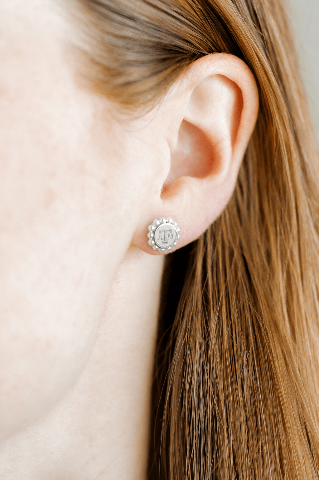 Screwback Stud Earrings - Texas A&M Alice Logo Silver - Shop LINNY CO